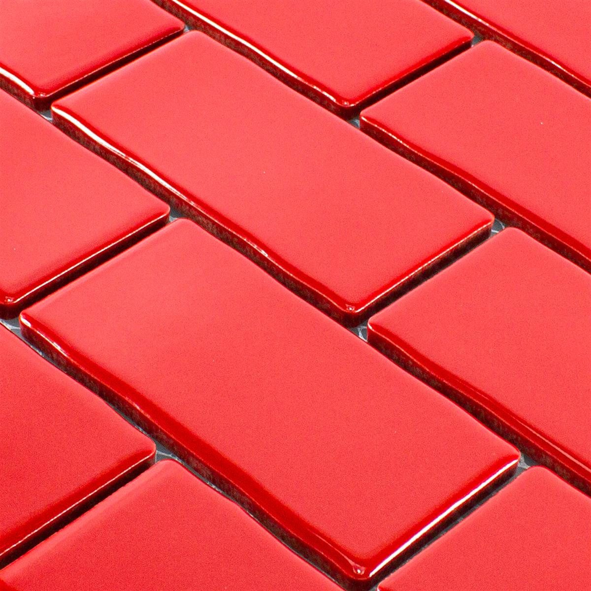 Mosafil Mosaikfliesen Keramik Mosaik Fliesen Florenz Handgemacht, Keramik 30.900x26.500, rot, 100% Handgeschnitten - Verlegefertig auf ein Netz geklebt -