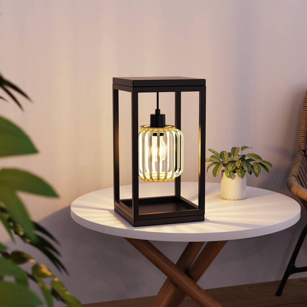 HOME DELUXE Tischleuchte Leuchte ZITA - 22 x 22 x 42 cm, E27, eckiger Aluminiumrahmen, Schreibtischlampe, Tischlampe