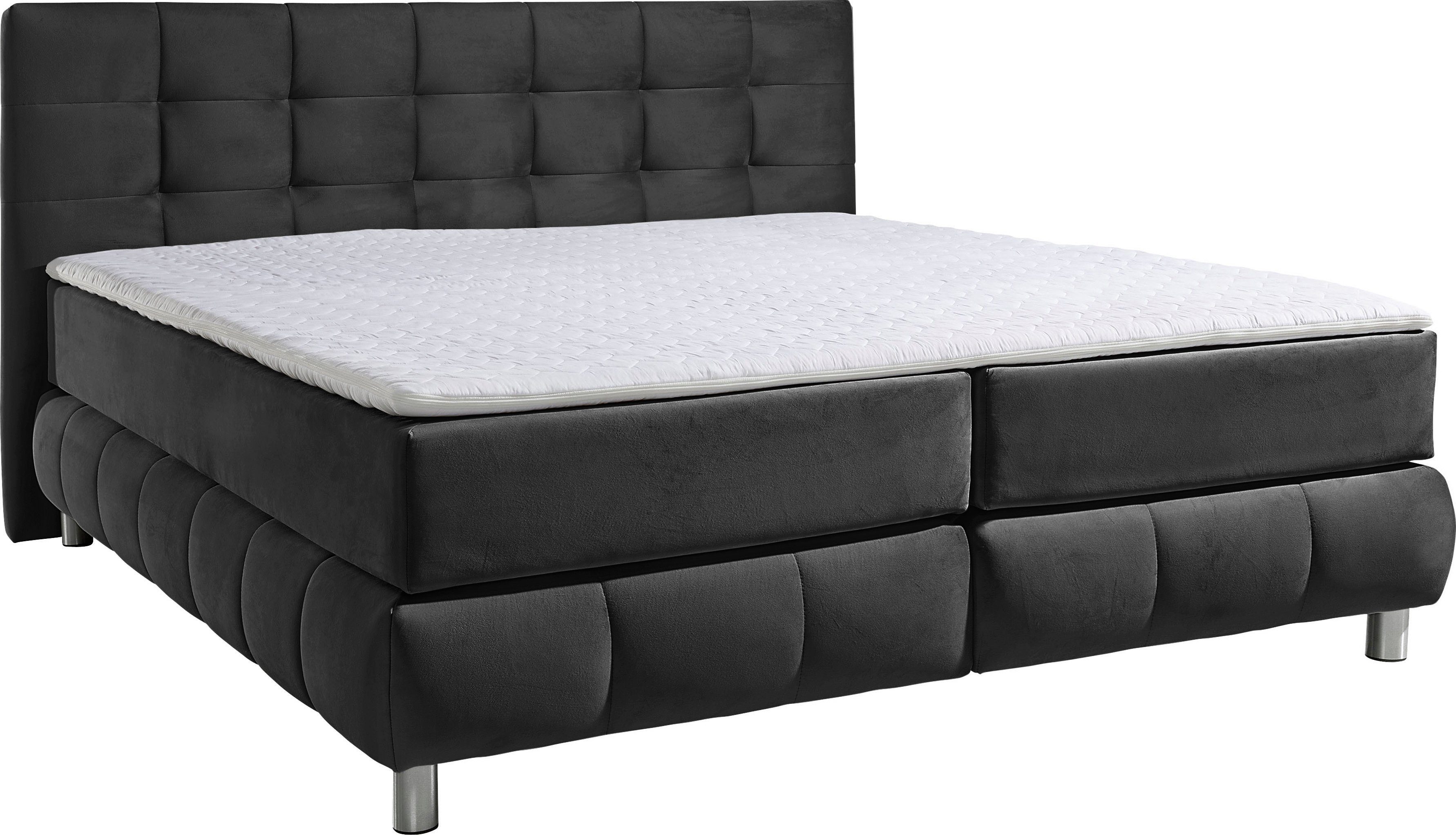 Home affaire Boxspringbett Salo XXL, in Samtoptik oder Struktur, 6 Breiten in Überlänge 220cm, 4 Härtegrade