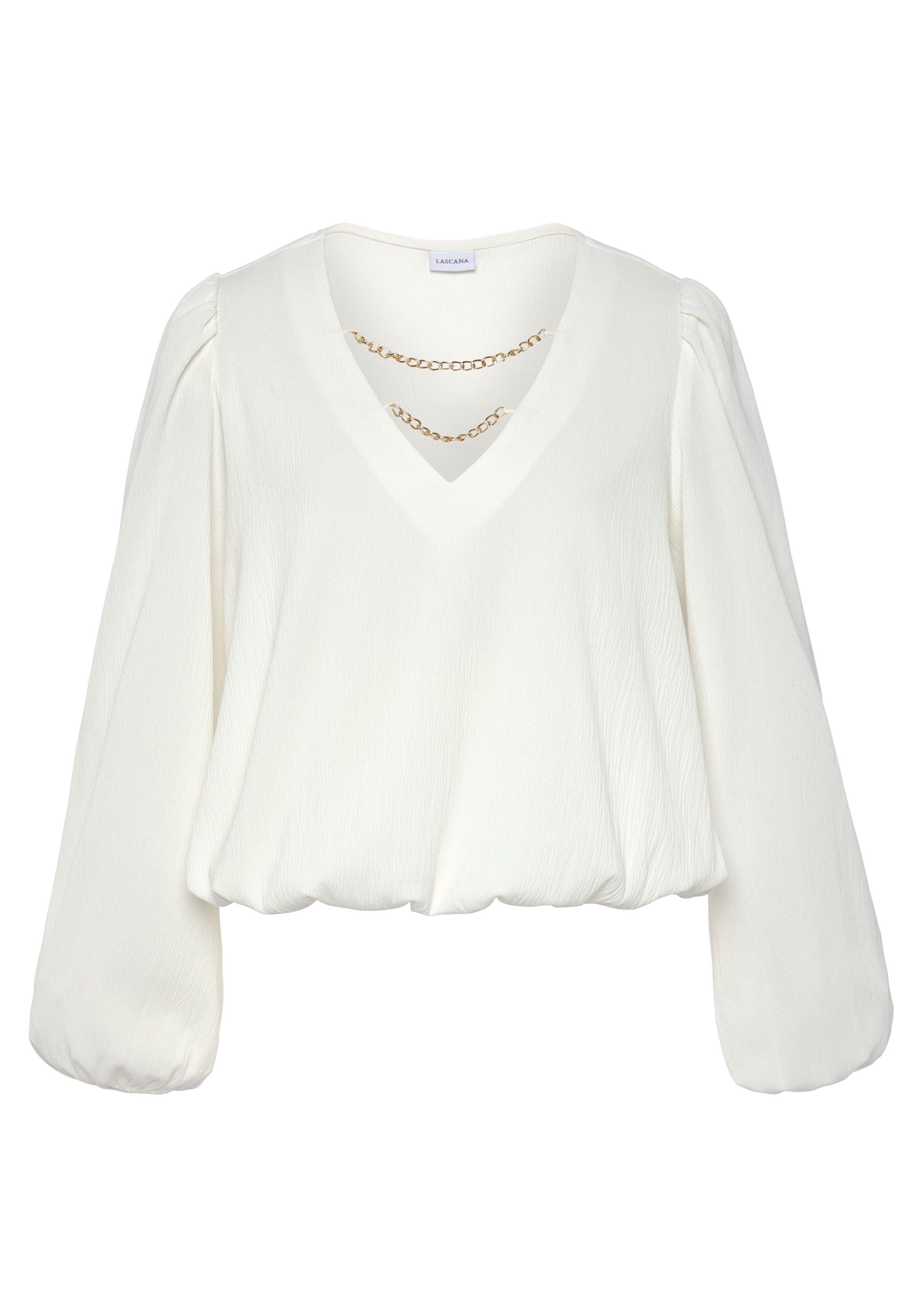 LASCANA Schlupfbluse mit Kettendetails, elegante Damenbluse, modisch, festlich