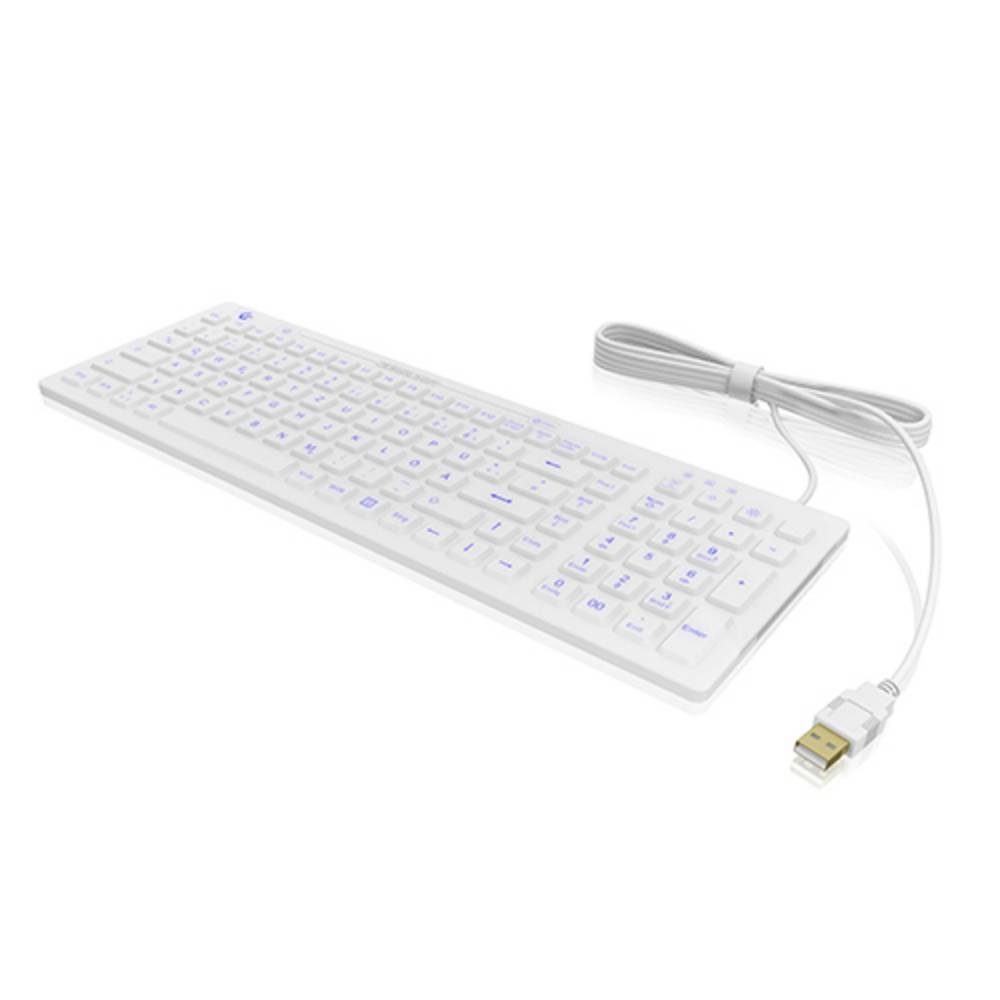 ICY BOX Kompakt Hygiene Industrietastatur für Windows® Tastatur  (Staubgeschützt, Spritzwassergeschützt, Beleuchtet)
