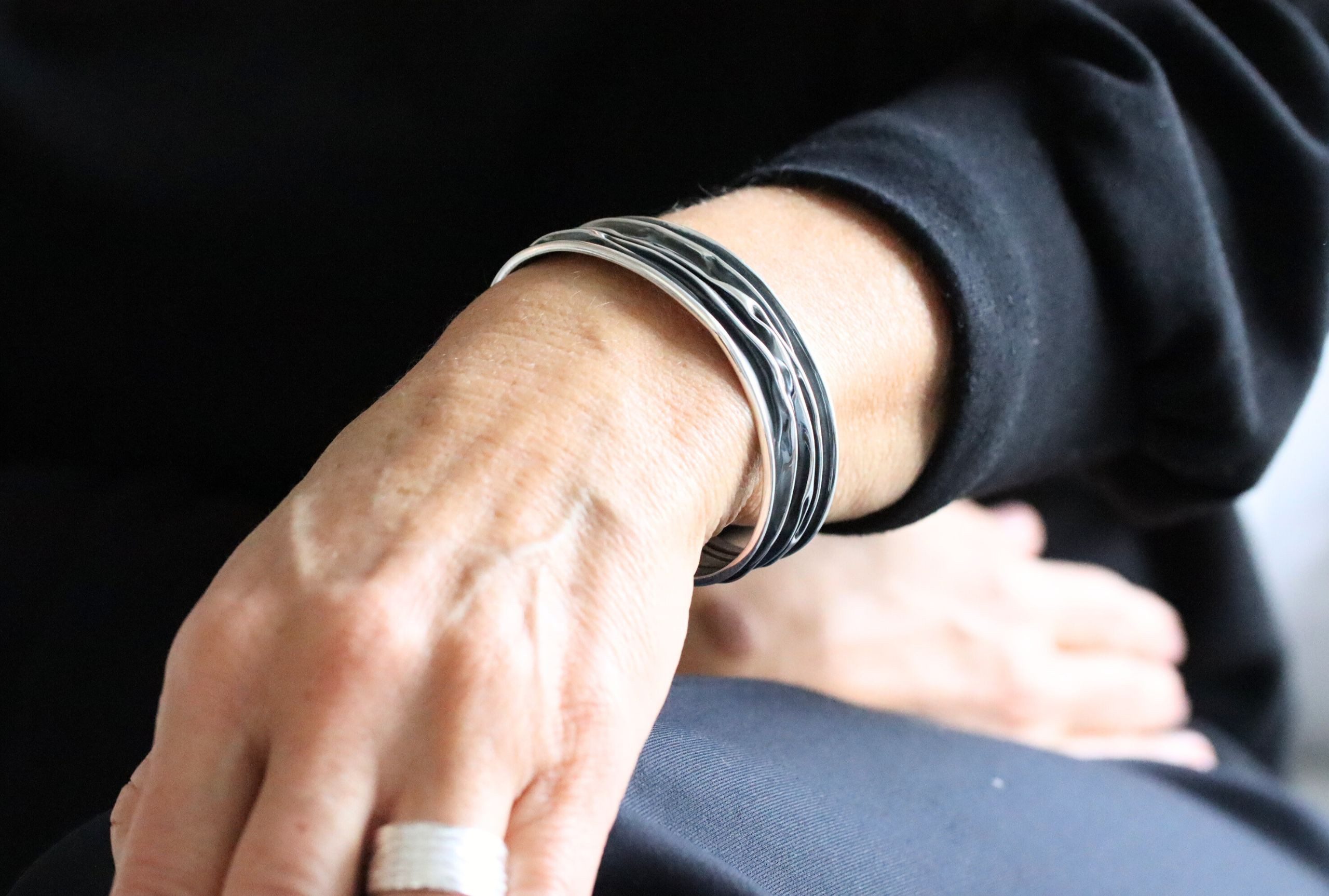 SILBERMOOS Armreif Armreif "In Falten gelegt", 925 Sterling Silber