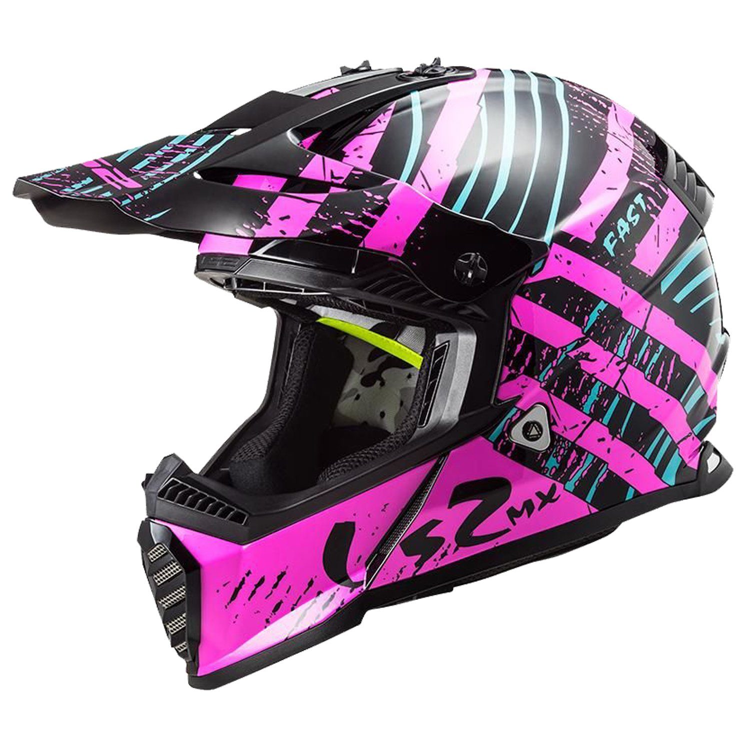 LS2 Motocrosshelm LS2 MX437 Fast Evo Verve Schwarz-Neon Pink