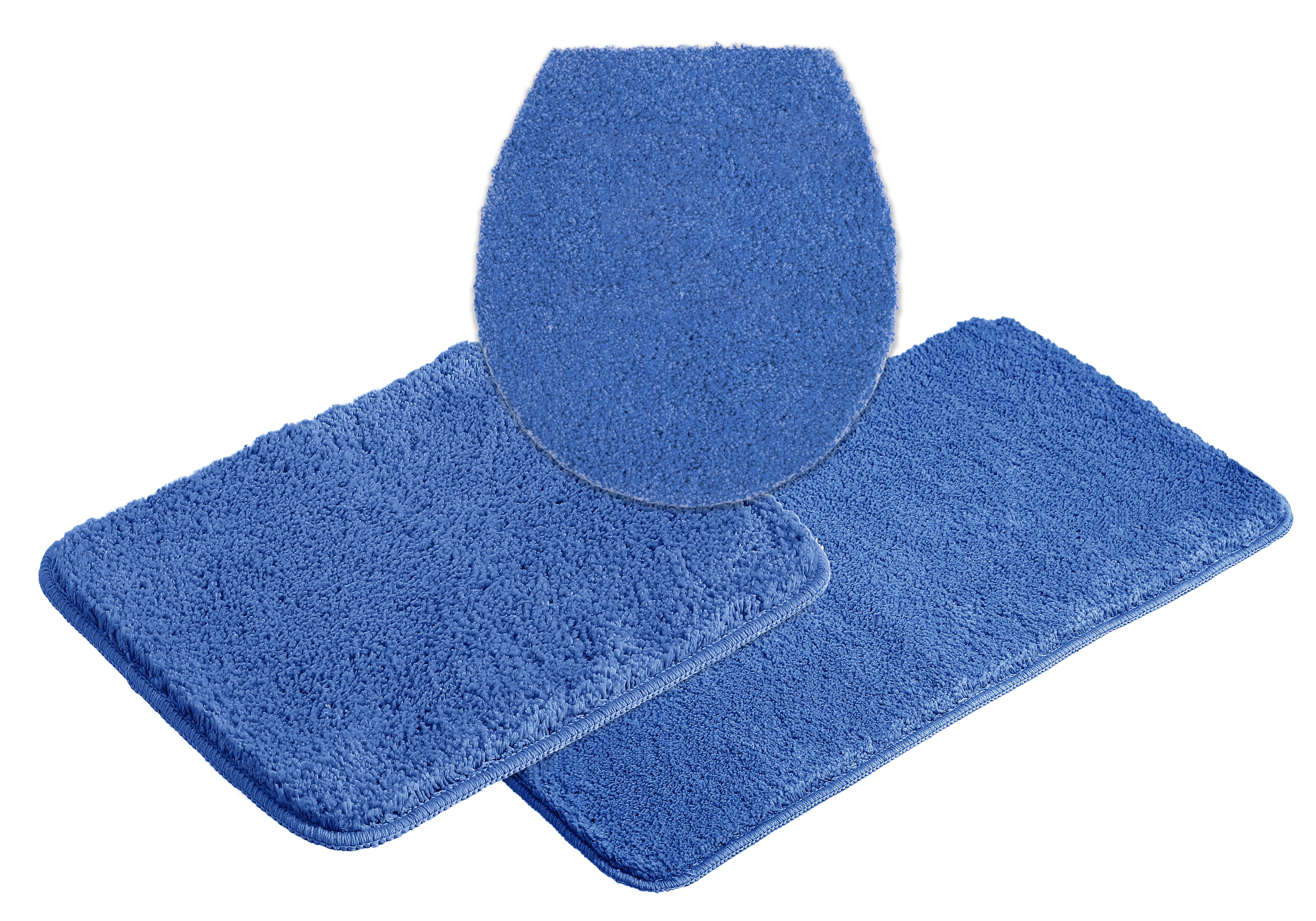 OTTO home Badematte Inga, Badezimmer Teppich, Badvorleger, Höhe 20 mm, rutschhemmend beschichtet, schnell trocknend, strapazierfähig, fußbodenheizungsgeeignet, Polyester, rechteckig, 3tlg Set Hänge WC, Badteppich, unifarben, weich, als halbrund und rechte