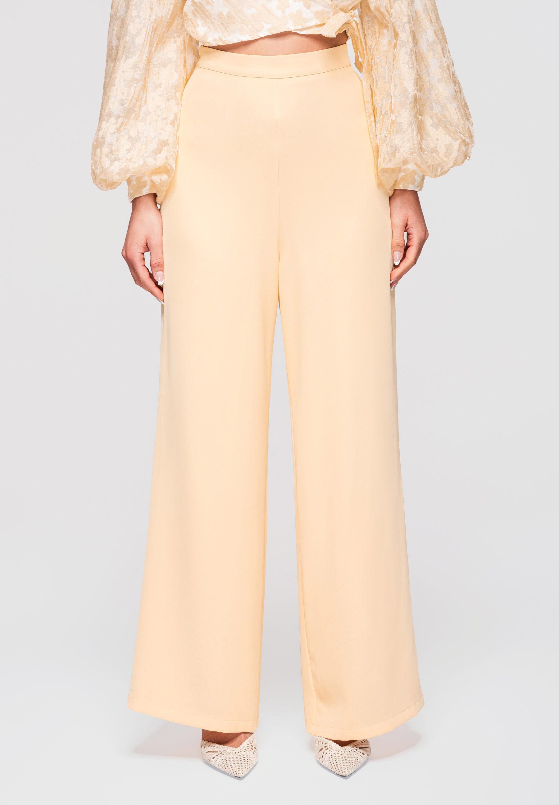 OMBRE Palazzohose Damen Palazzo-Hose Weites Bein Elegant (kein Set, 1-tlg) Figurformende vertikale Nähte