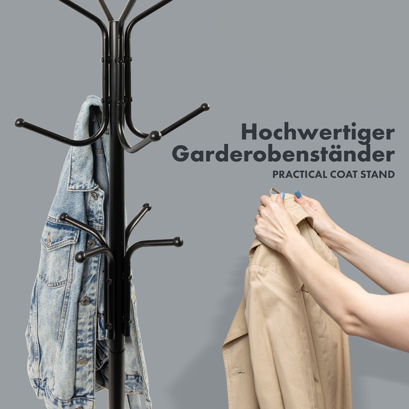 Karat Garderobenständer Theo, Kleiderständer, 12 Kleiderhaken, Dreibein Sta günstig online kaufen