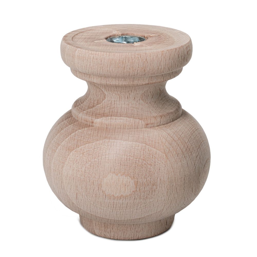 Prima-Online Möbelfuß Möbelfuße aus Holz Schrankfüß Kugelfuß Vasenform Massivholz H: 8/10 cm, (1-St)