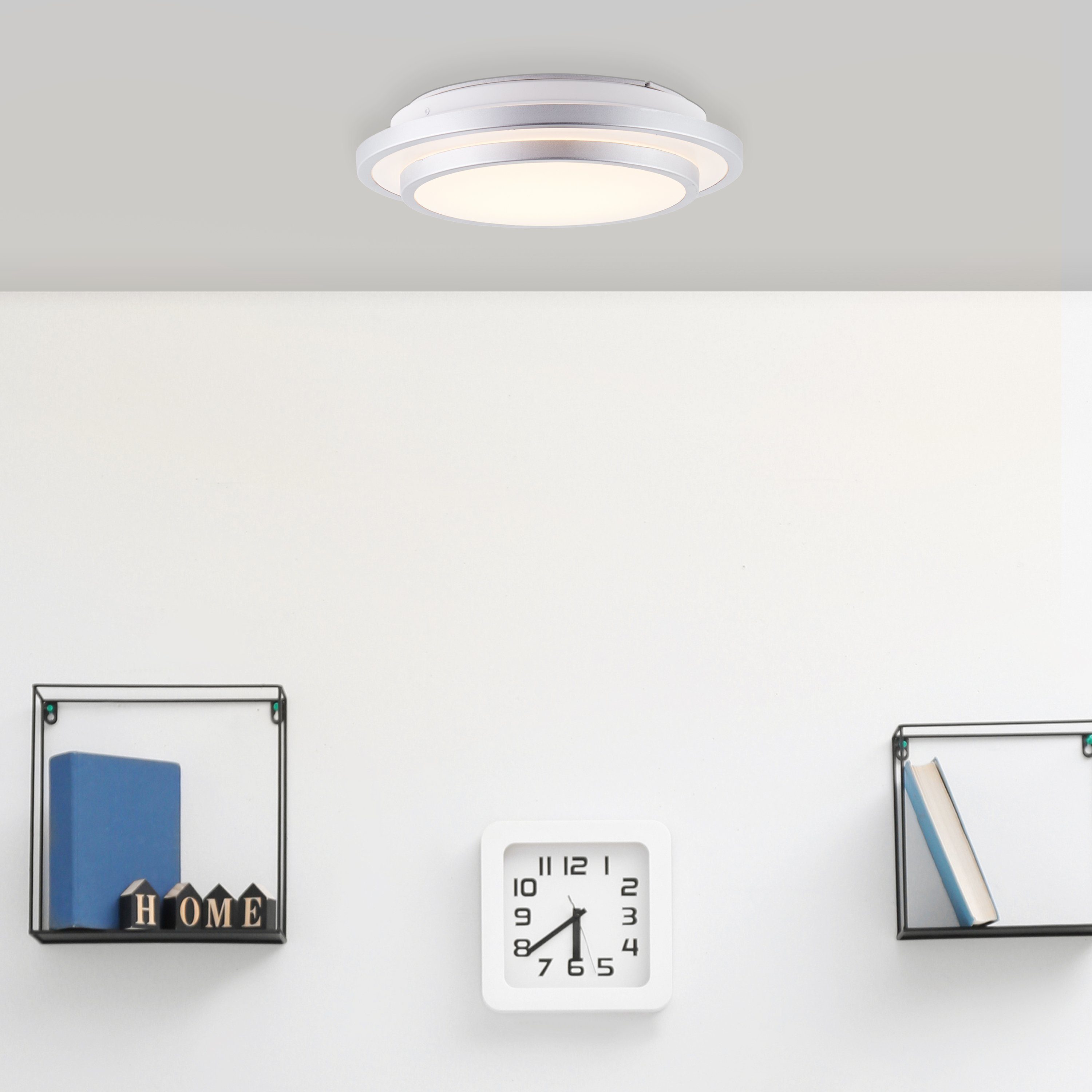 Lightbox LED Deckenleuchte, LED fest integriert, warmweiß, LED Wand- und Deckenlampe, Ø 28 cm, 1200 lm, 3000 K, Metall/Kunststoff