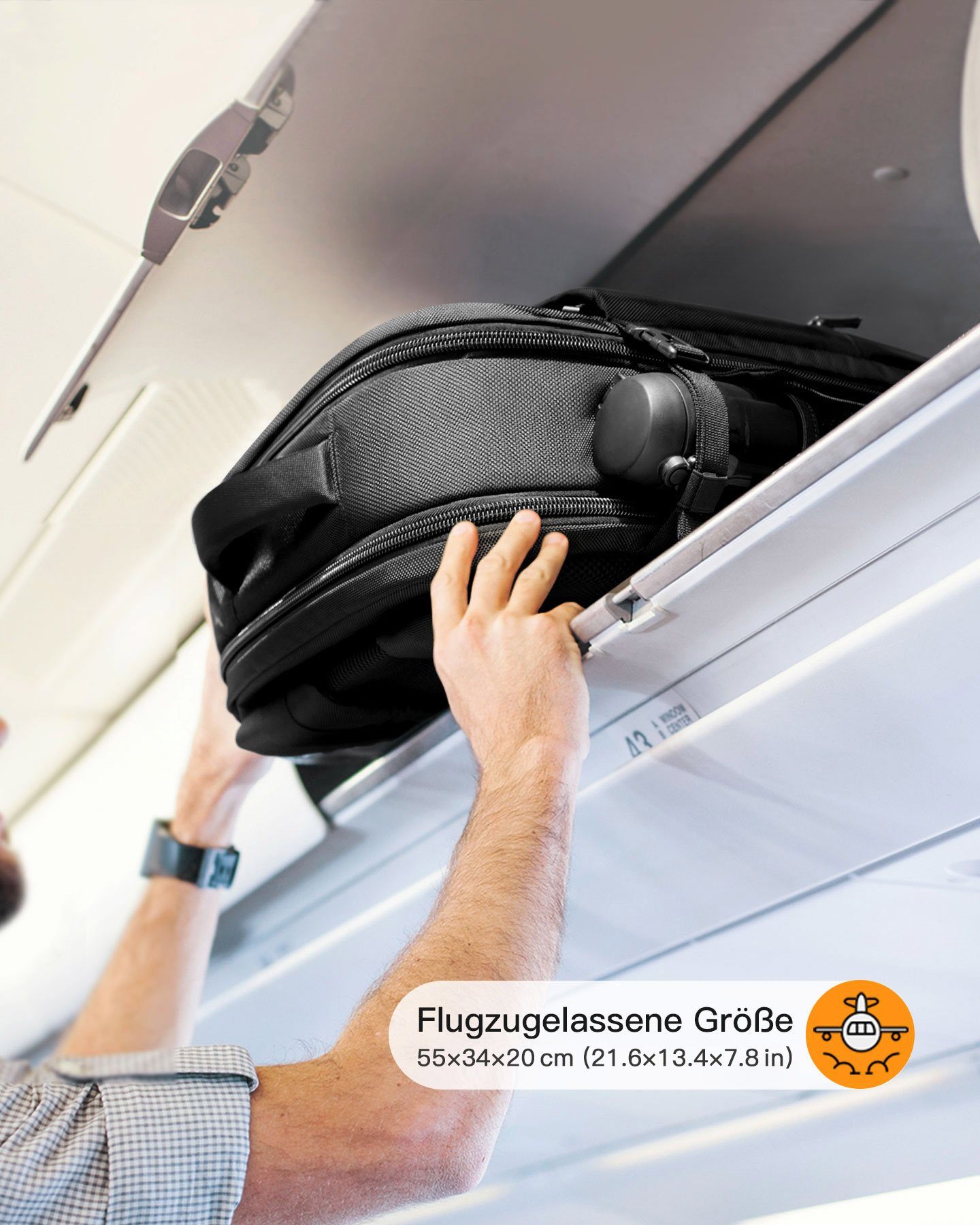 Inateck Reiserucksack 40L Supergroßer Handgepäck Rucksack Herren Damen