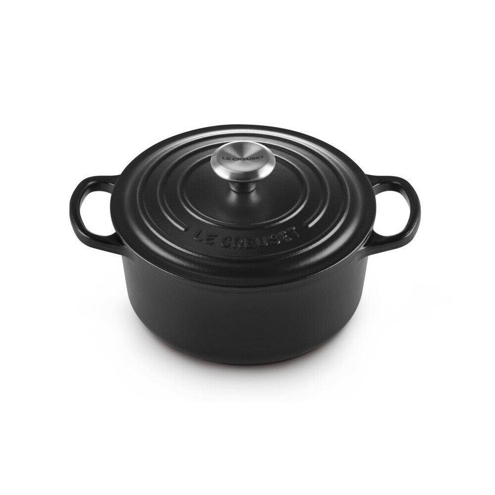 LE CREUSET Bräter Bräter mit Deckel 24 cm Signature Schwarz, Emailliertes Gusseisen, Schmortopf, Cocotte, Bratentopf, ca. 4-5 Personen, Ø24cm, Gusseisen