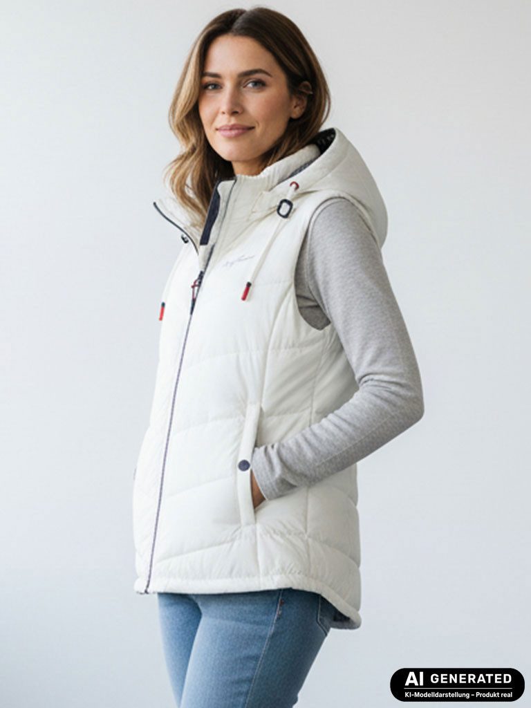 Dry Fashion Steppweste Rügen Damen Weste gesteppt Kapuze - Outdoor Damenweste Windabweisend Kapuze verstellbar & abnehmbar, 2-Wege-Reißverschluss, Seitentaschen