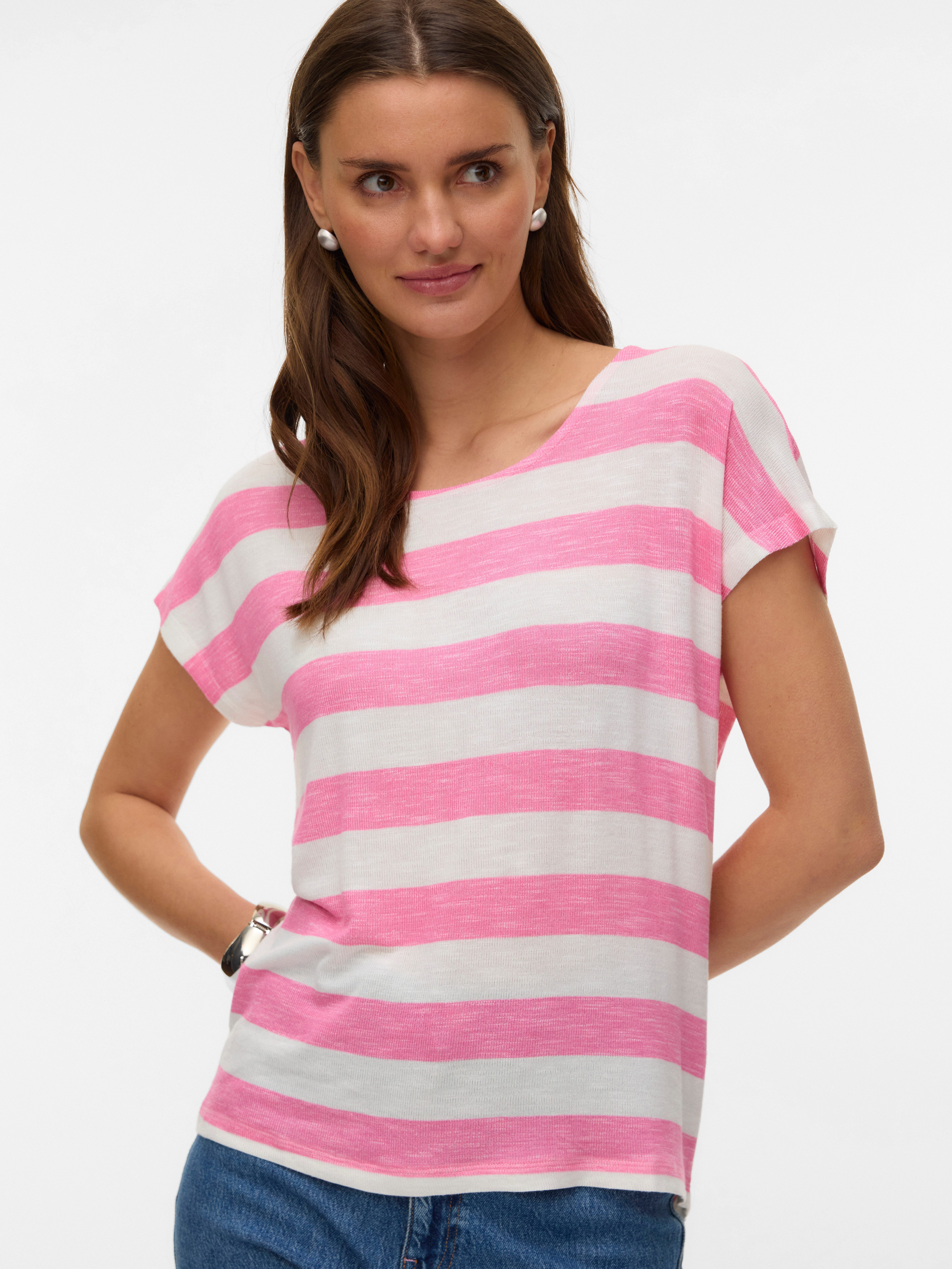 Vero Moda Kurzarmshirt VMWIDE STRIPE SL TOP GA JRS NOOS Viskosemischung günstig online kaufen