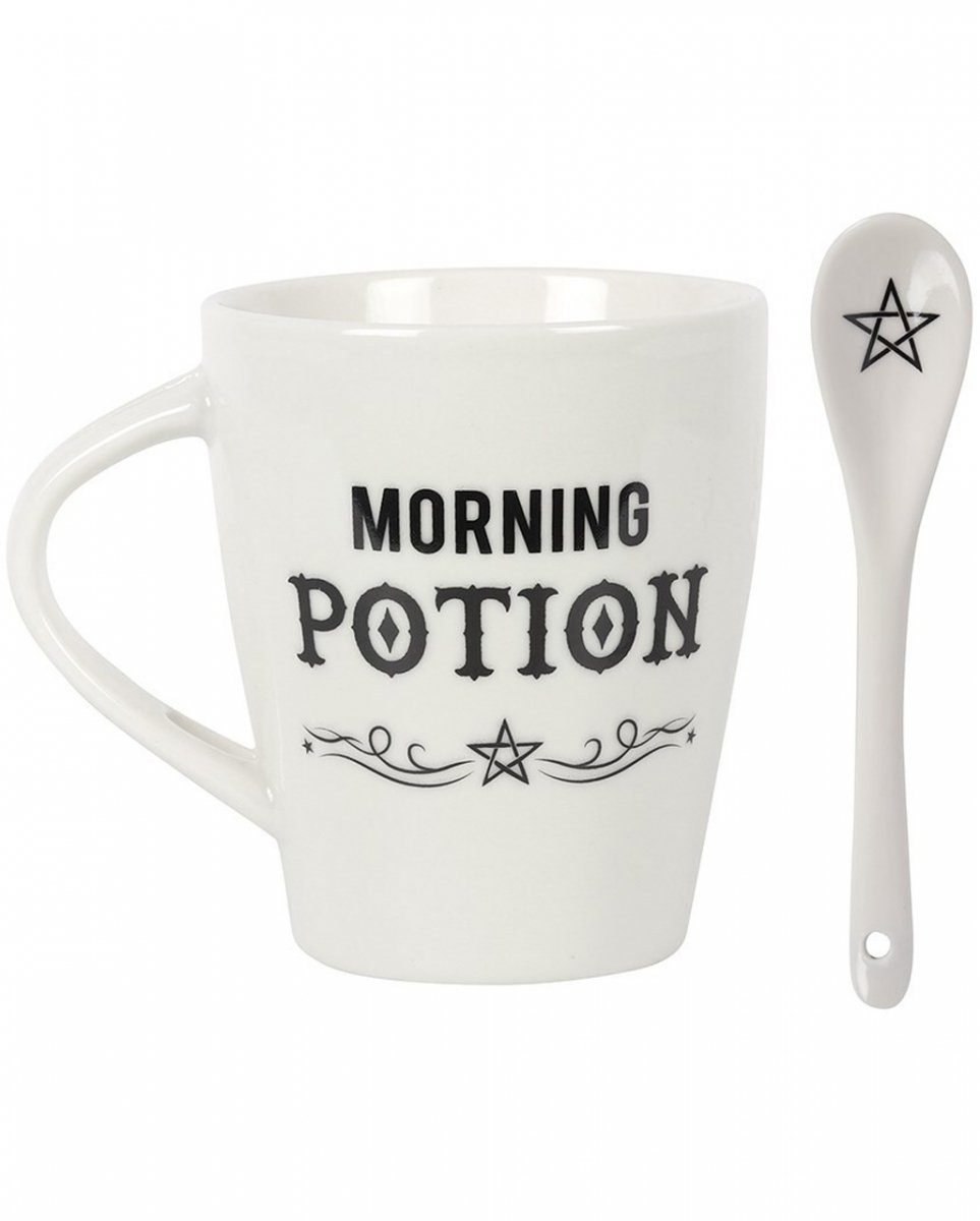 mit Lieblings Löffel, Horror-Shop Gothic Tasse Potion Morning Geschirr-Set Keramik
