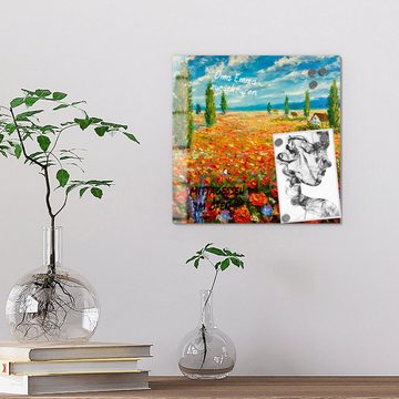 DEQORI Magnettafel 'Blumenmeer im Monet-Stil', Whiteboard Pinnwand beschreibbar