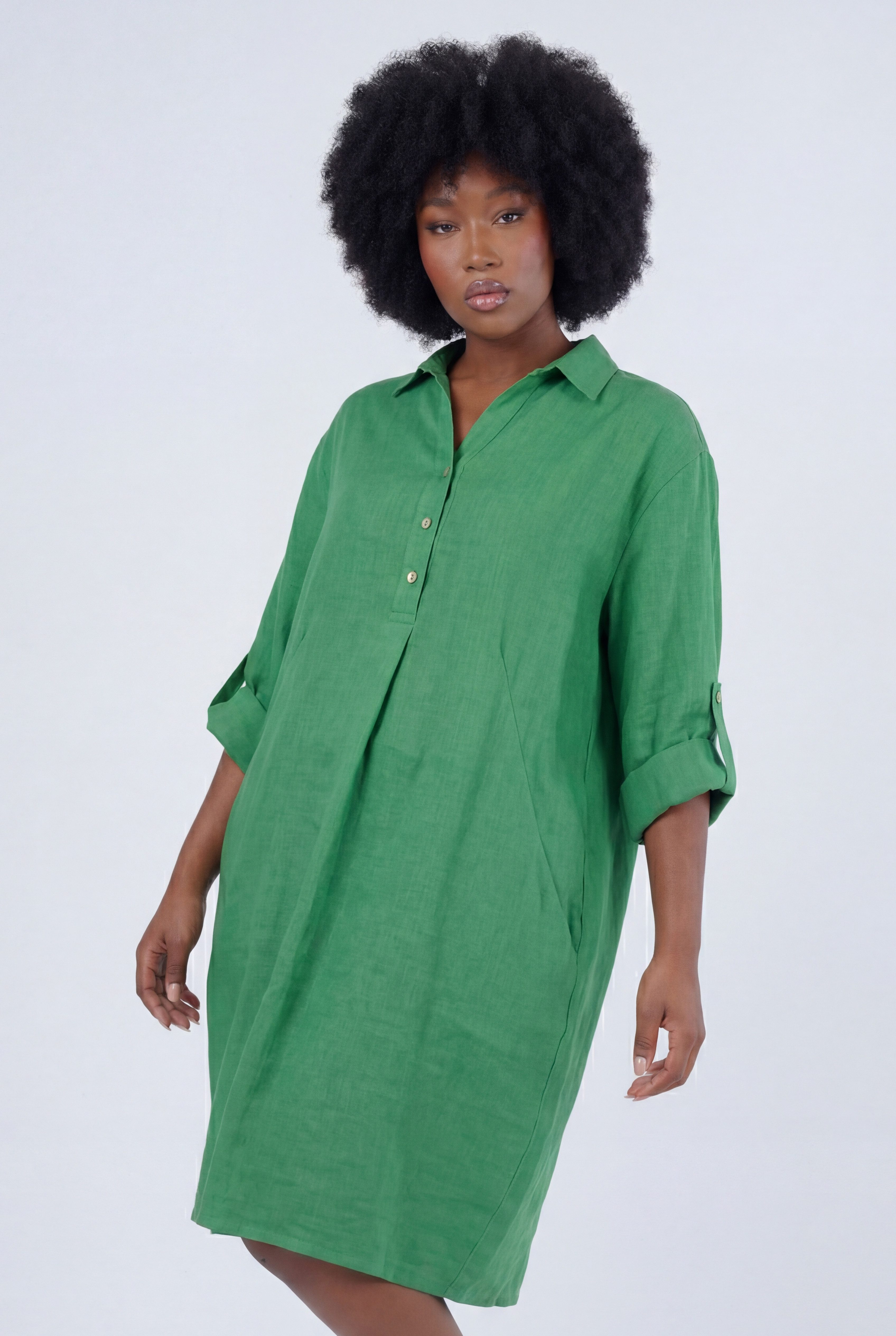 YC Fashion & Style Blusenkleid Leinen-Tunika Oversized One Size in Unifarbe