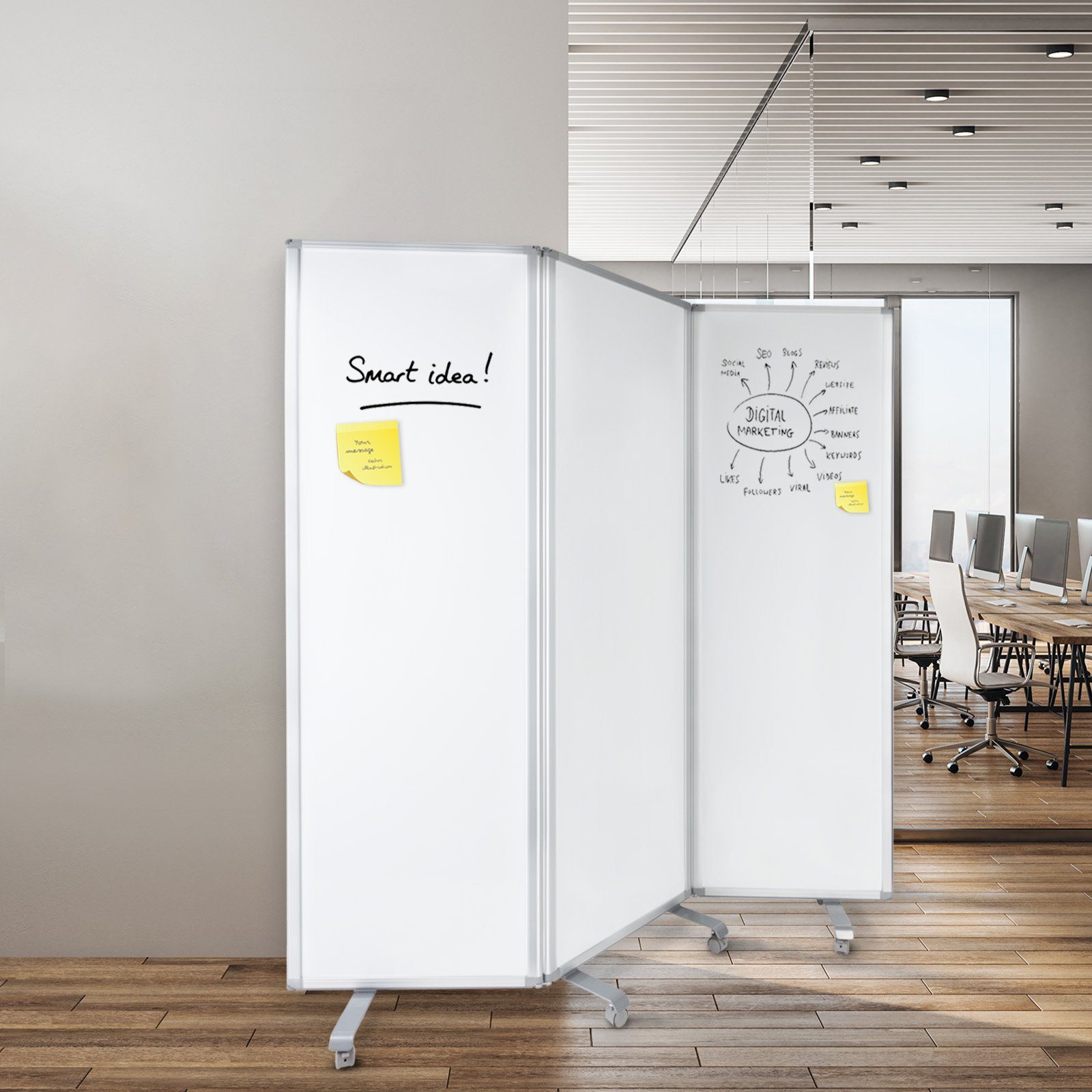 Karat Tafel Mobile Trennwand, Whiteboard, Magnetisch, Magnetisch