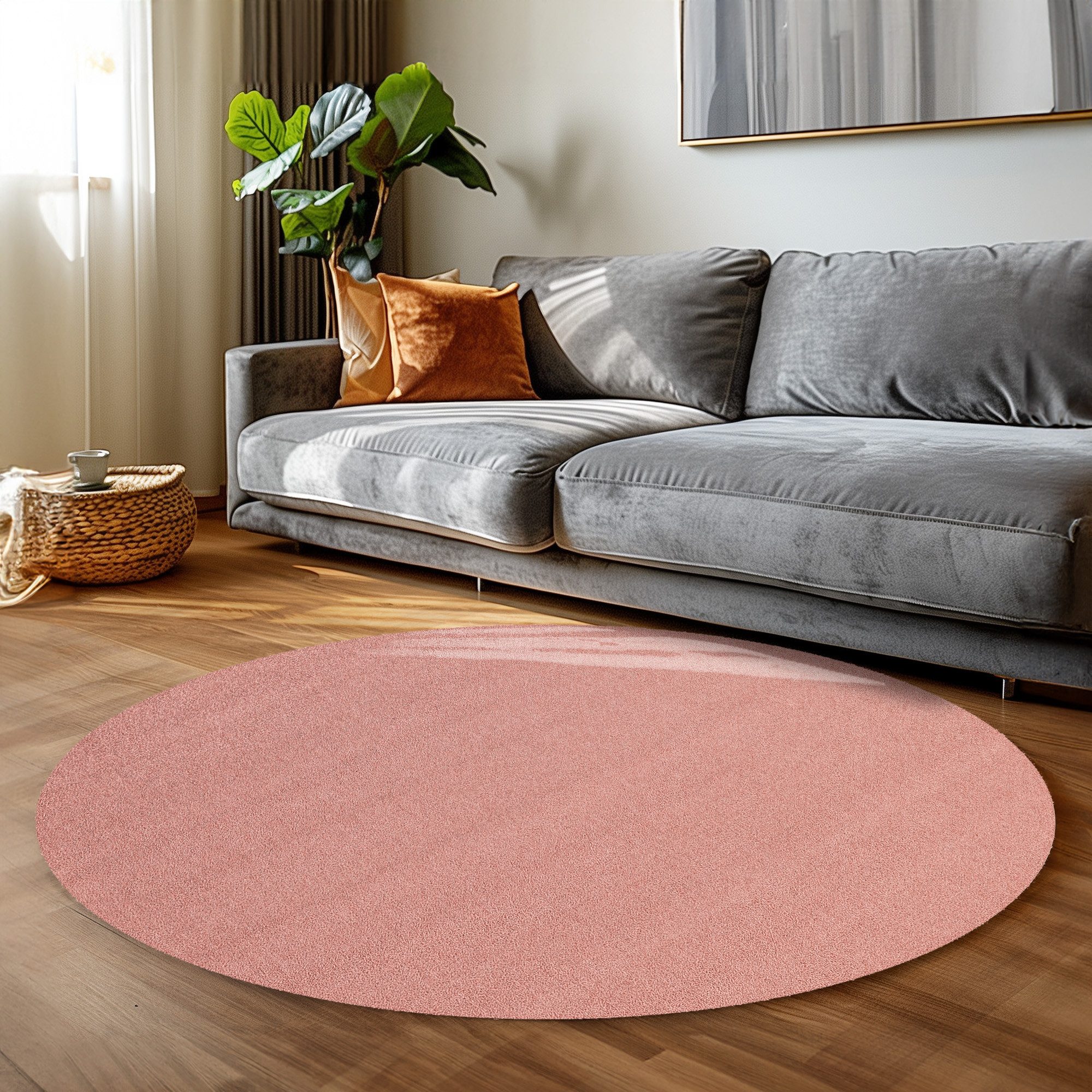 Carpettex Schlingenteppich Unicolor - Einfarbig, Rund, Höhe: 7 mm, Kurzflor günstig online kaufen
