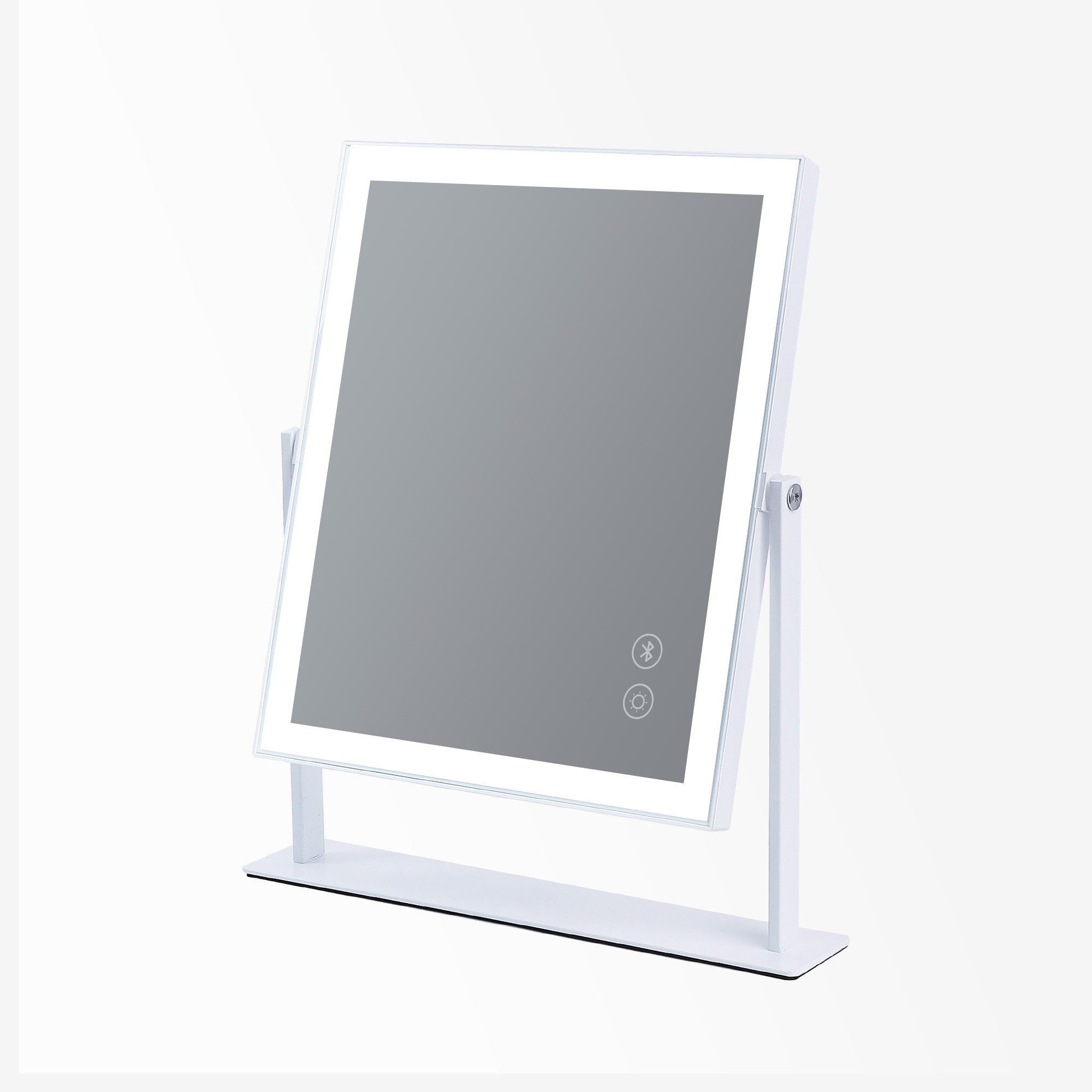 Schminkspiegel mit LED Lichtleiste und Bluetooth Weiß 25/30 cm