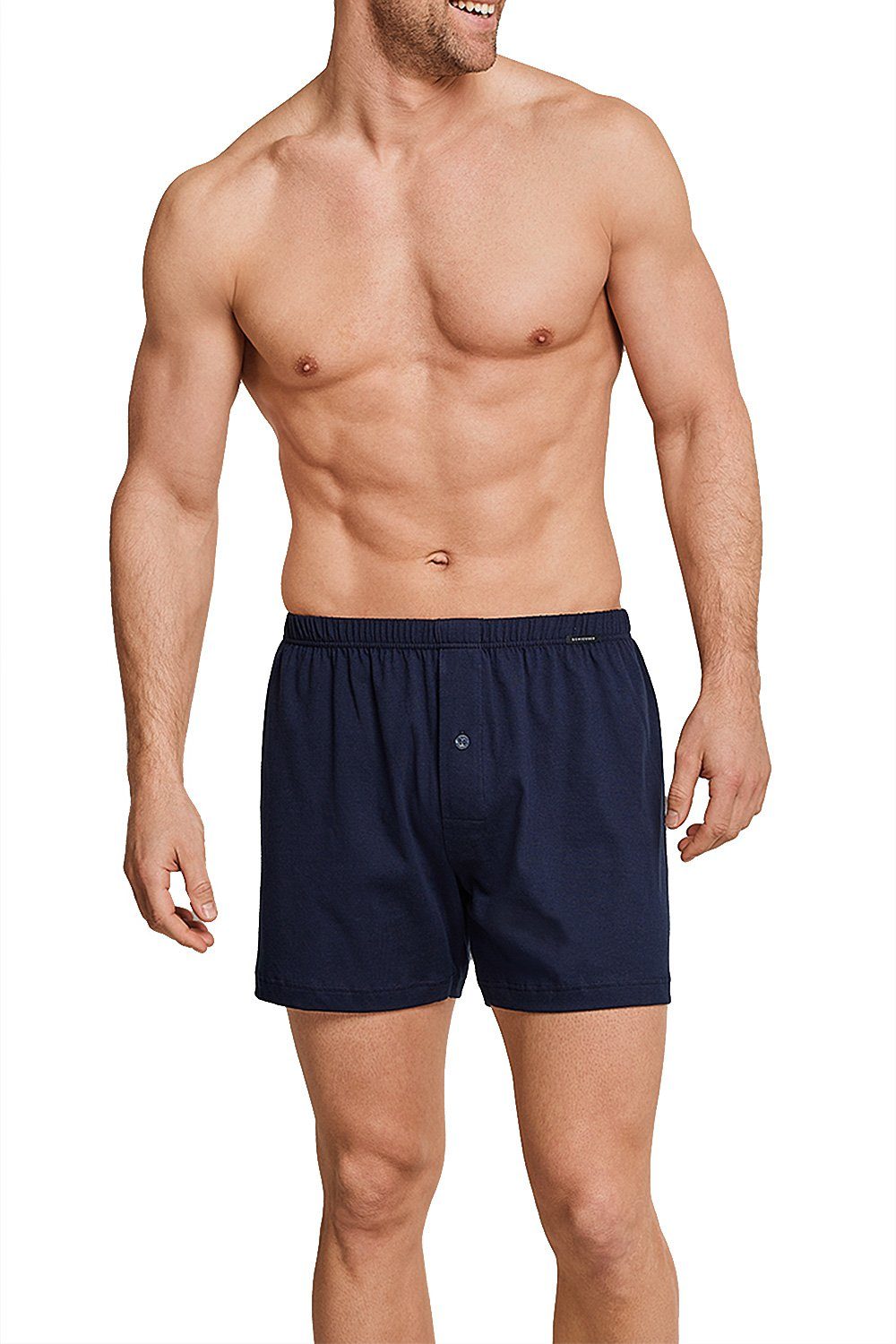 Schiesser Boxershorts Original Classics (Vorteilspack Spar-Pack, 2-St., 2er-Pack, 4er-Pack) Herren Shorts locker geschnitten mit Eingriff, aus reiner Baumwolle Dunkelblau (803)