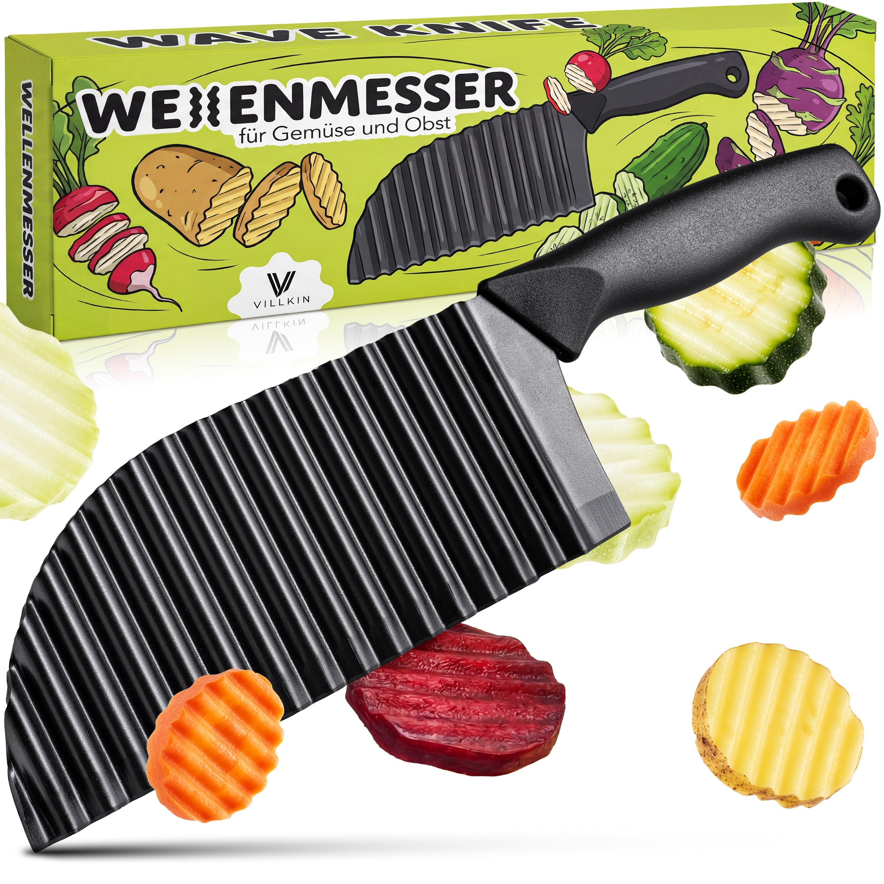Villkin Messerwelle Wellenmesser Edelstahl 17 cm Klinge (1-St), Spülmaschinen geeignet