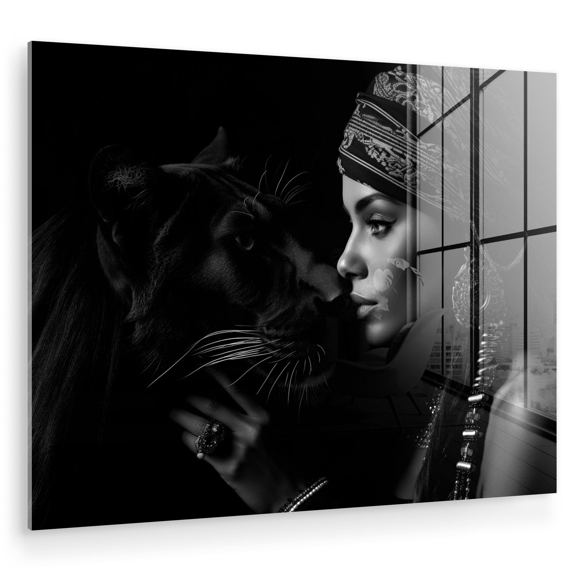 MuchoWow Acrylglasbild Frau - Panther - günstig online kaufen