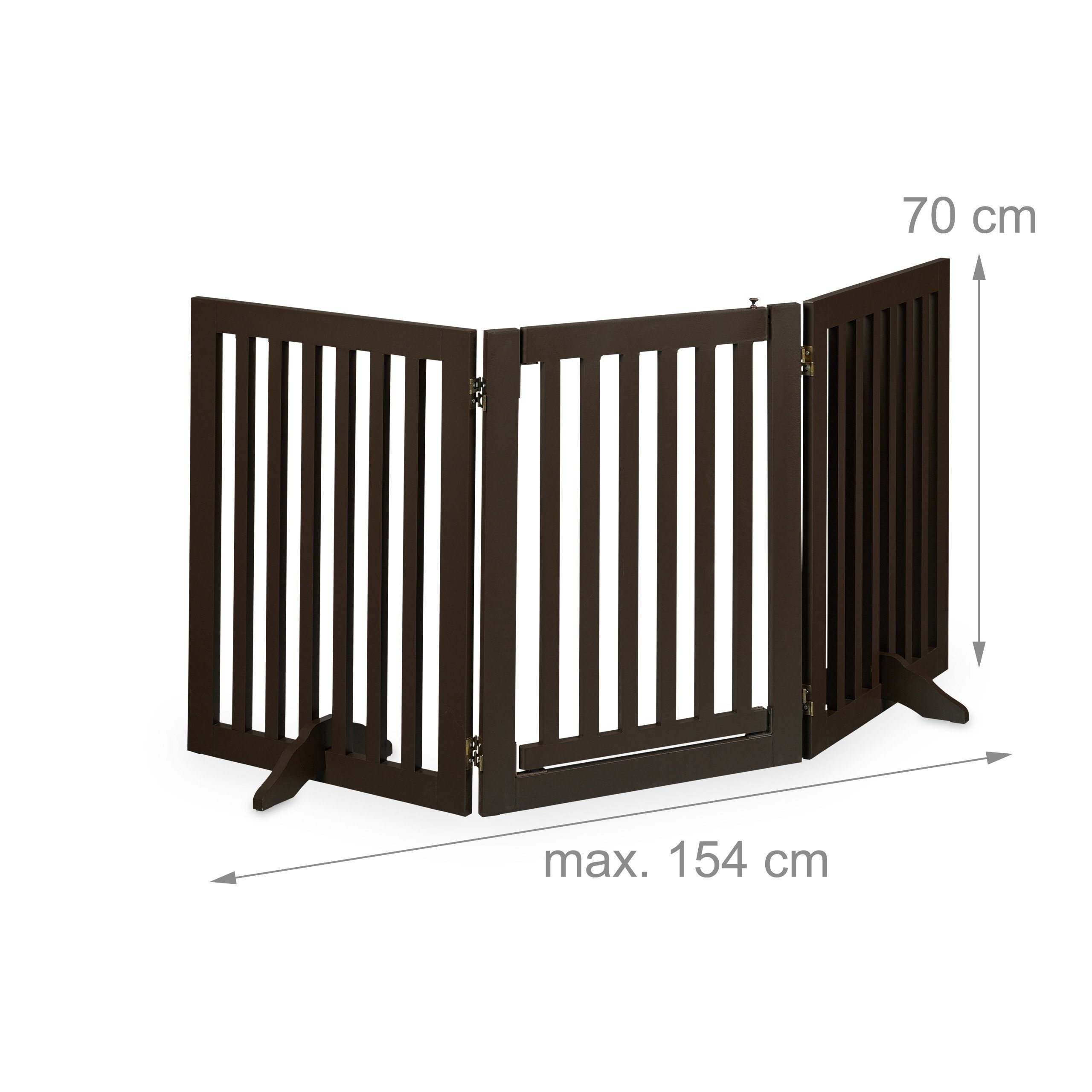 relaxdays Universalschutzgitter Braunes Absperrgitter mit Tür 70 cm hoch (3 St) – Bild 4 von 5