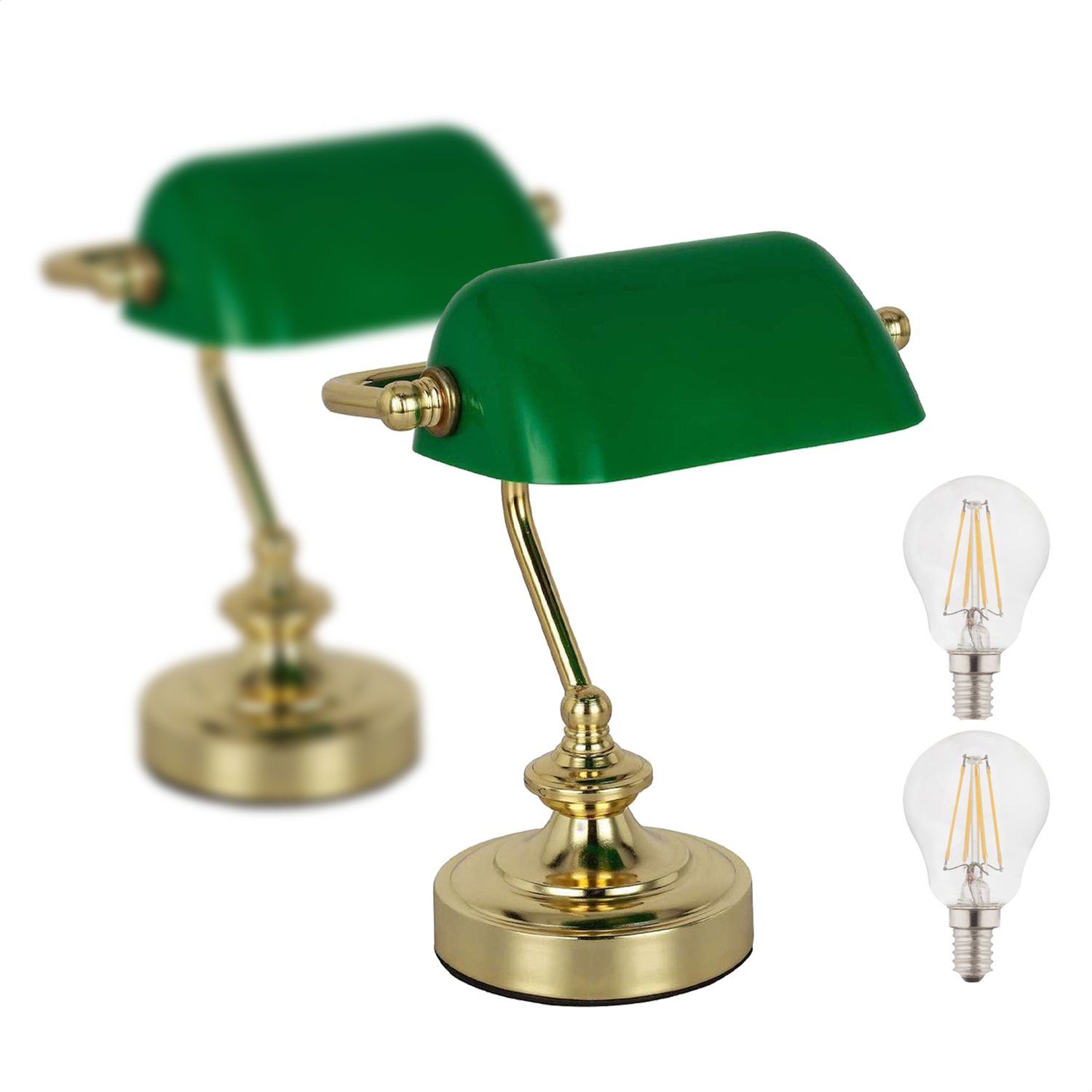 bmf-versand Tischleuchte »Tischlampe Wohnzimmer LED Tischleuchte 2er Set  Schreibtischlampe Bankerlampe Grün«