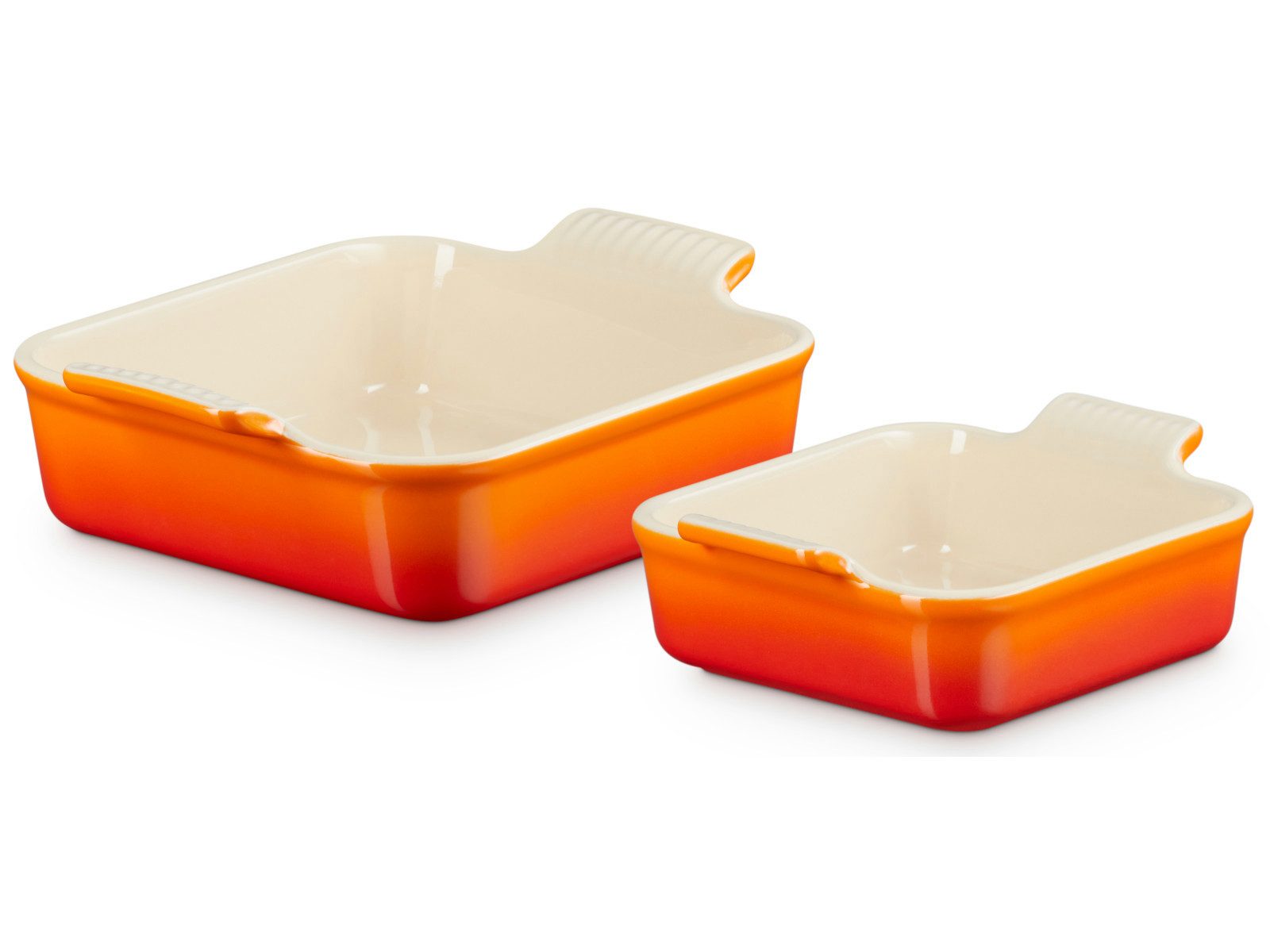 LE CREUSET Auflaufform Auflaufform Tradition quadratisch ofenrot 2tlg, Steinzeug