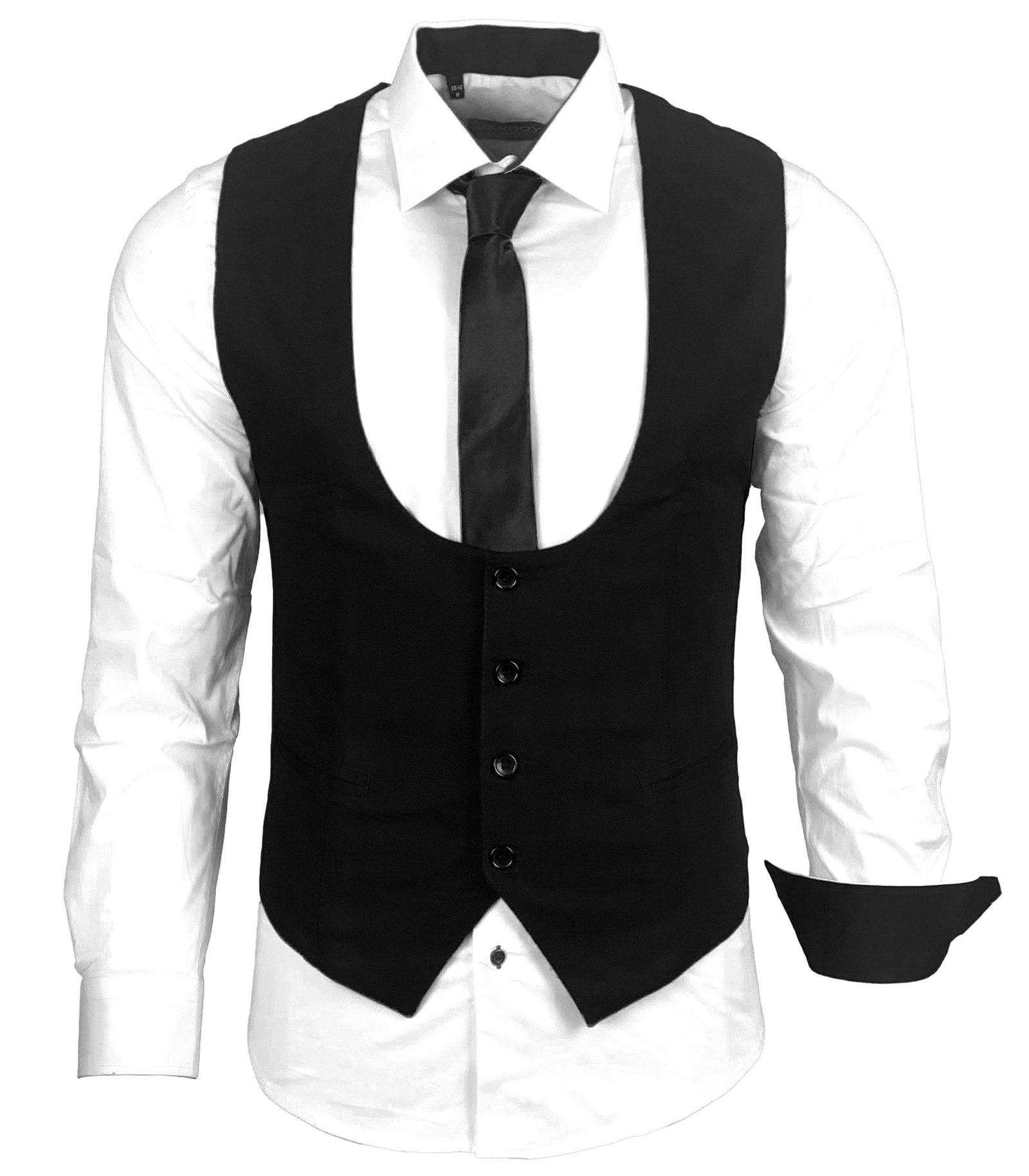 Baxboy Langarmhemd Baxboy Hemd/Weste/Krawatte Set Business Herrenanzug-Set HWKR B-101