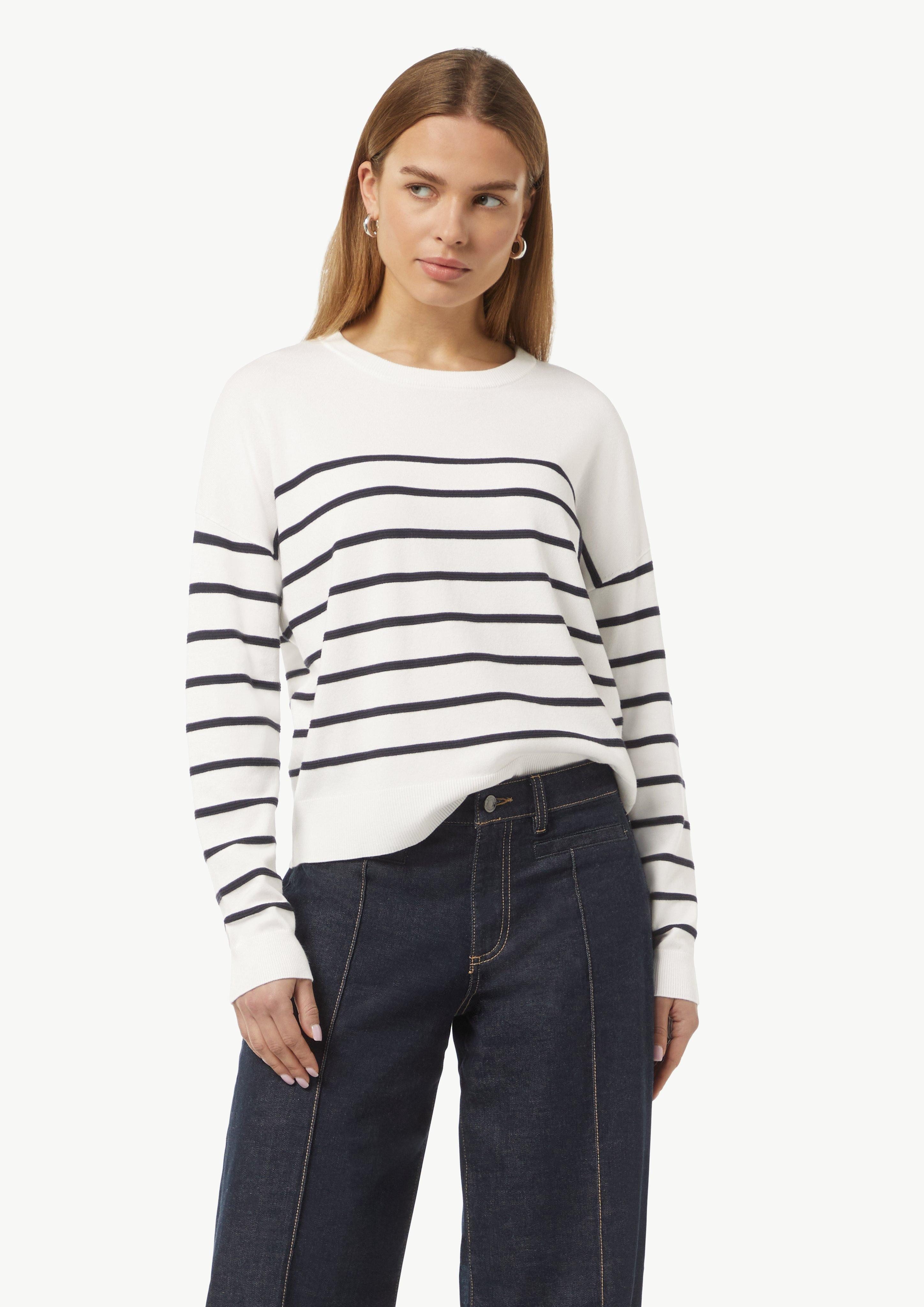 Langarmshirt Strickpullover mit Strukturstreifen