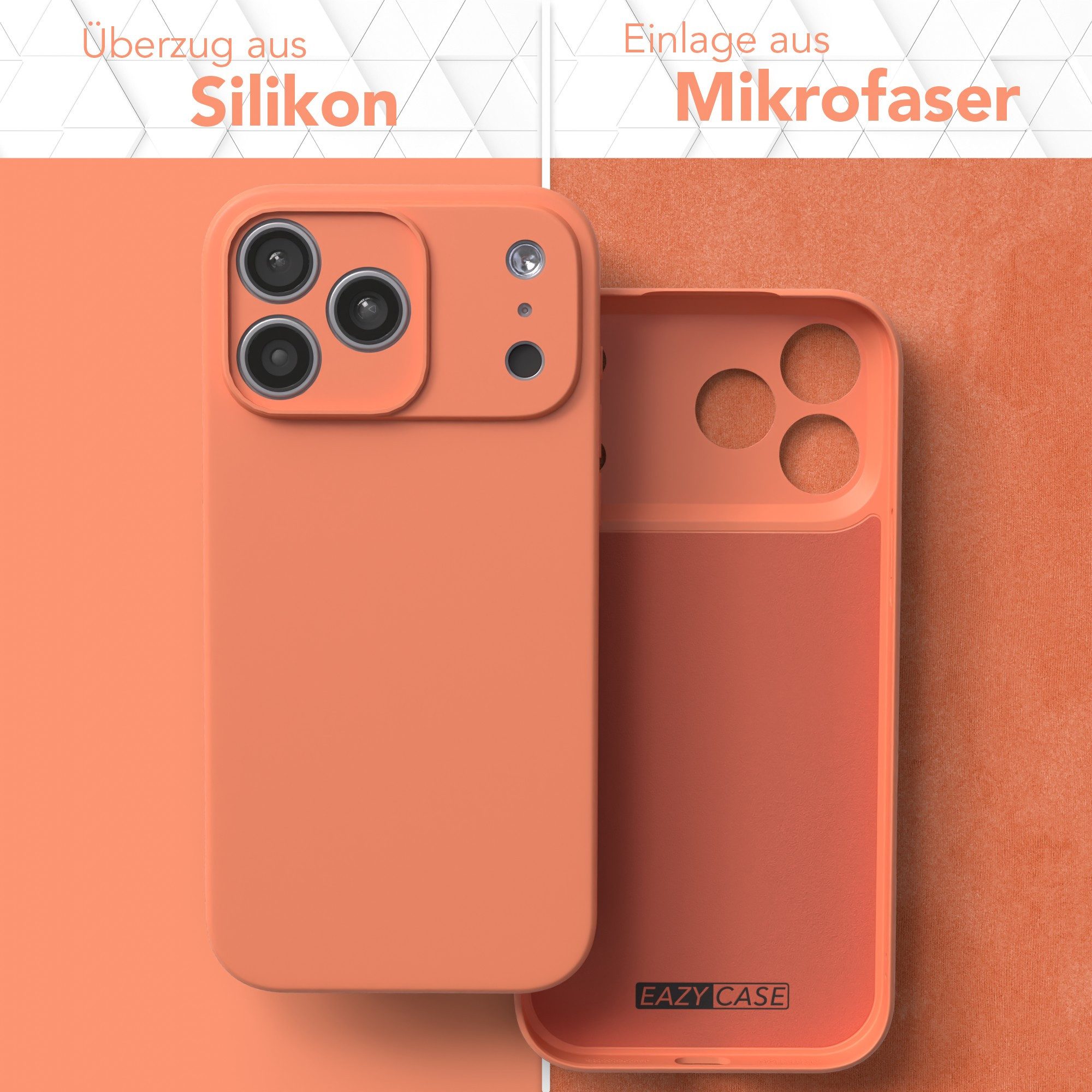 EAZY CASE Handyhülle für Apple iPhone 17 Pro Max Hülle Silikon 6,9 Zoll, Schutzhülle mit Kameraschutz Telefonhülle elastisch Bumper tpu Orange