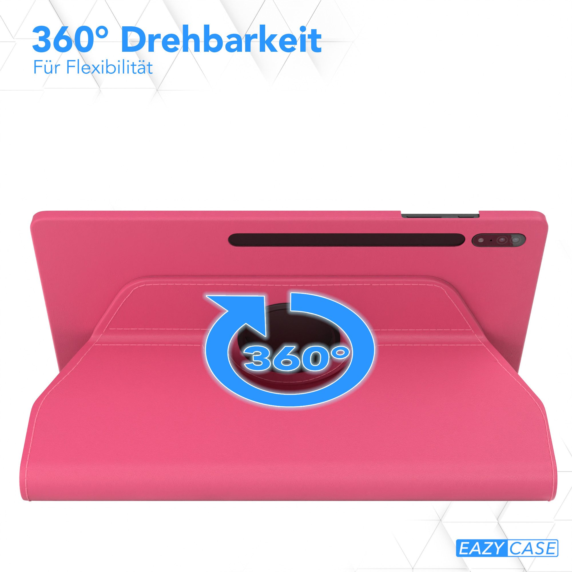 EAZY CASE Tablet-Hülle Rotation Case für Samsung Galaxy Tab S8 Ultra 14,6 Zoll, Klapphülle zum Aufstellen Rundum Hülle Book Tablet Slim Klappcase Pink