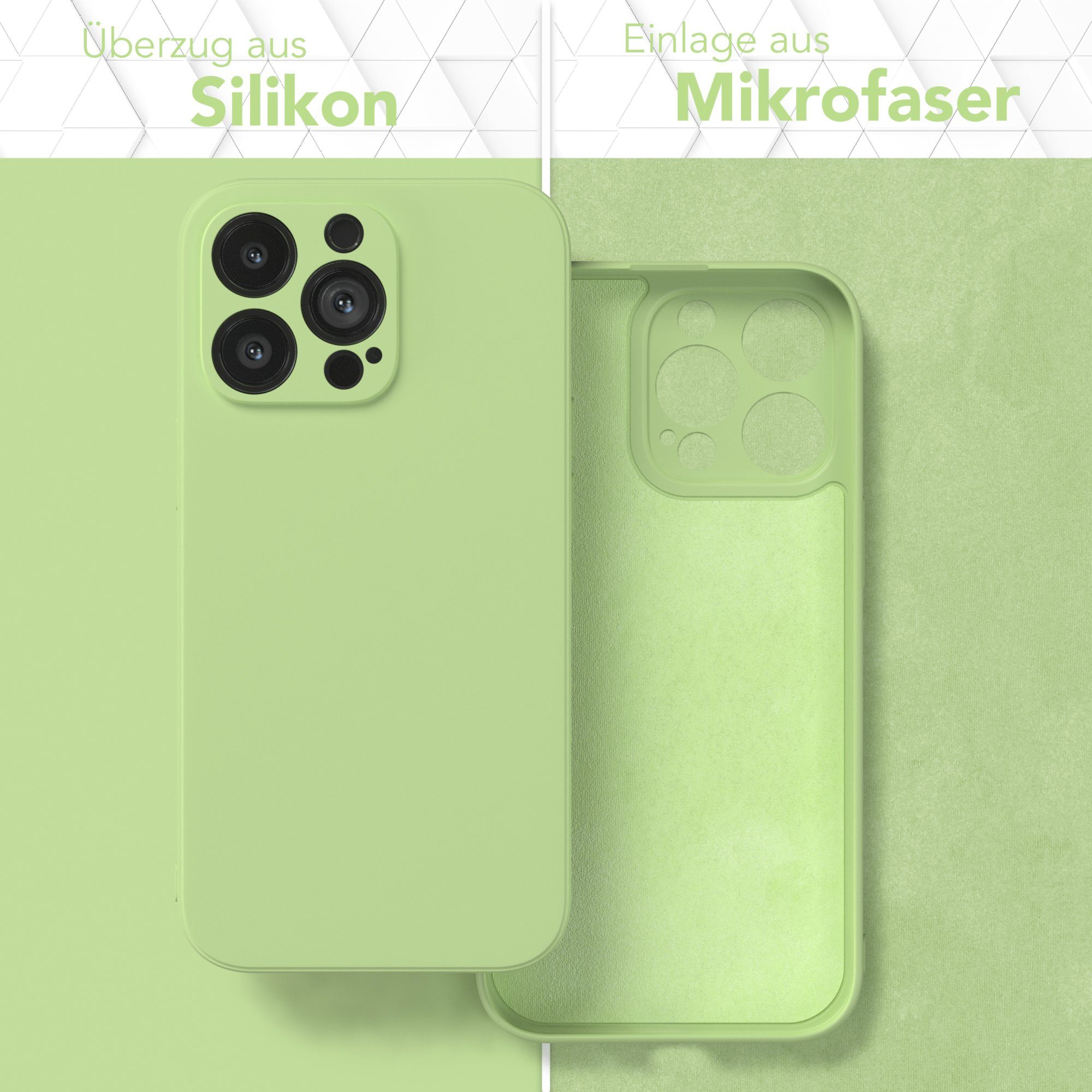 EAZY CASE Handyhülle für Apple iPhone 13 Pro Hülle Silikon 6,1 Zoll, Smart Slimcover Matt Silikon Schutzhülle mit Kameraschutz tpu Grün