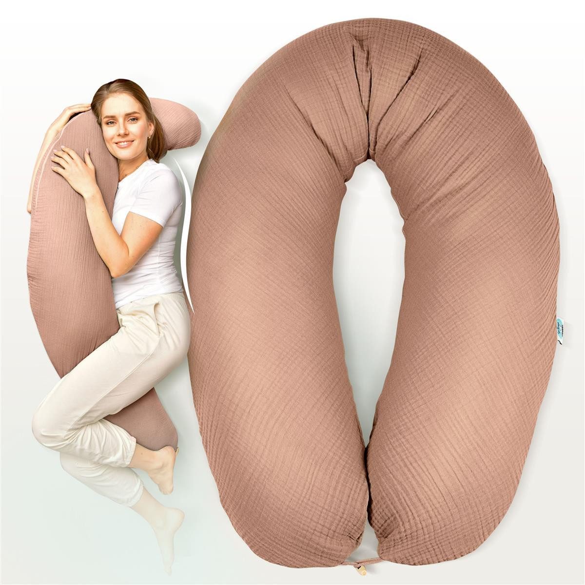 SEI Design Stillkissen Seitenschläferkissen XXL Babynest - Baby Erstausstattung Neugeborene, Schwangerschaftskissen mit Bezug, Schwangerschaftskissen mit Bezug, Bezug 100% Baumwolle