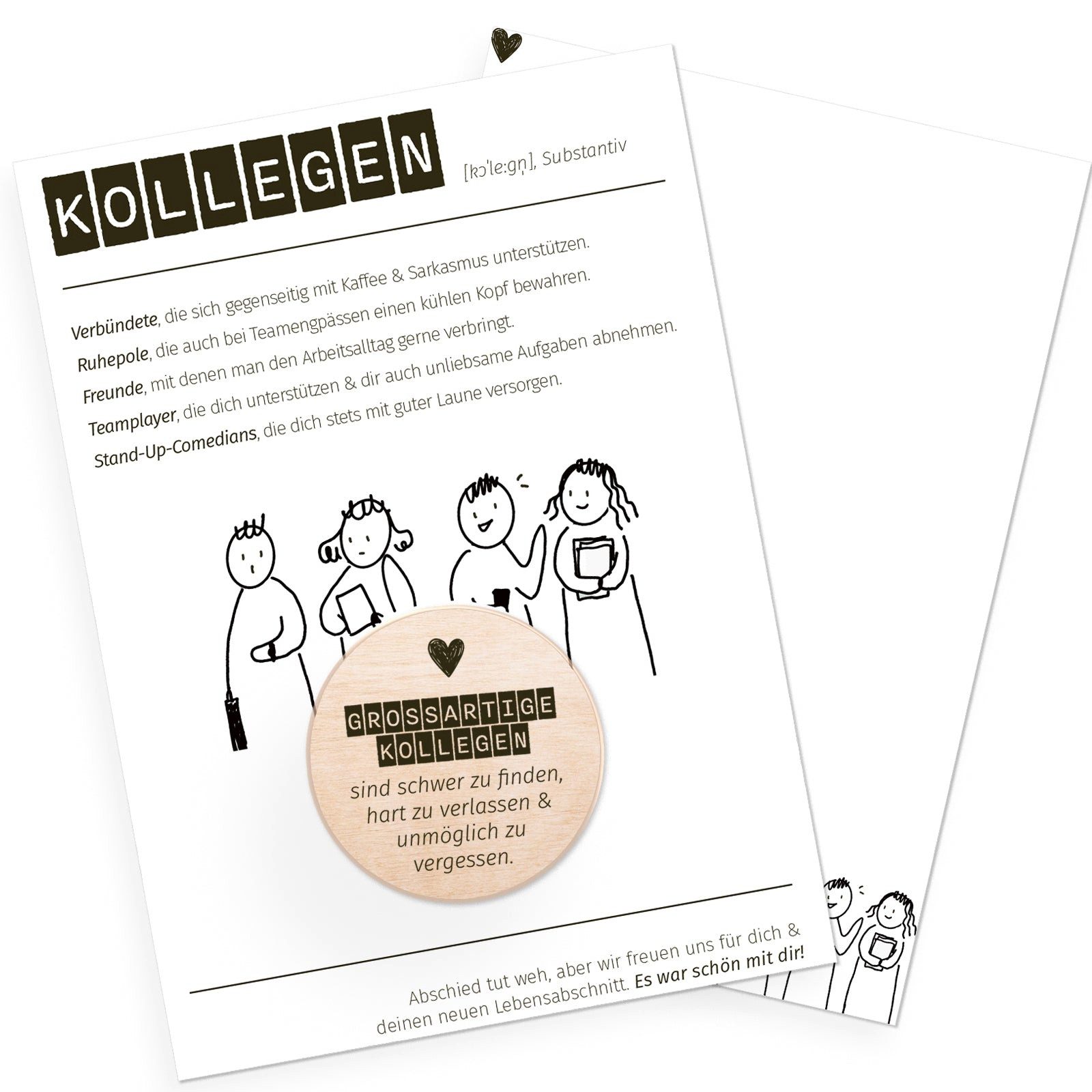 Logbuch-Verlag Dekofigur Abschiedskarte für Kollegen mit Glückstaler aus Ho günstig online kaufen