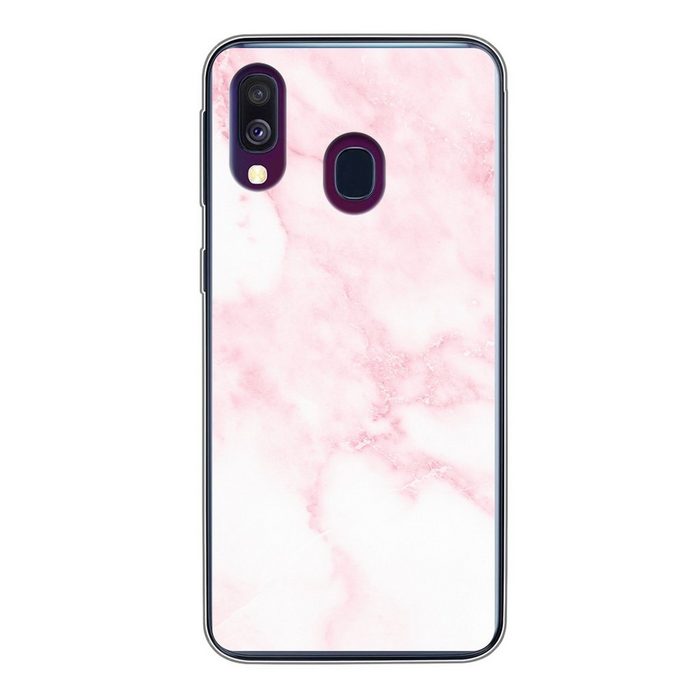 MuchoWow Handyhülle Marmor - Weiß - Rosa - Chic - Marmoroptik Handyhülle Samsung Galaxy A40 Smartphone-Bumper Print Handy