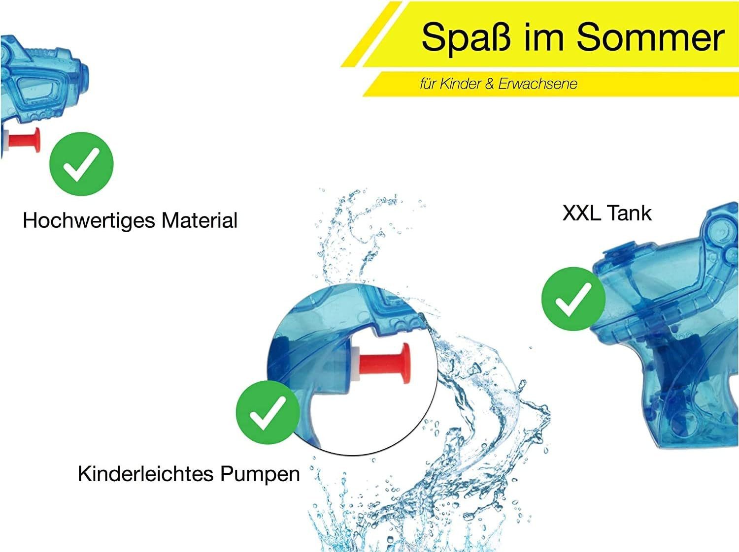 Kinderfreund® Wasserpistole 3 Wasserpistole Mix Wasserspritzpistolen Spritzpistolen (Set, 3-tlg., 3x Miniwassepistole), 3 verschiedene Designs