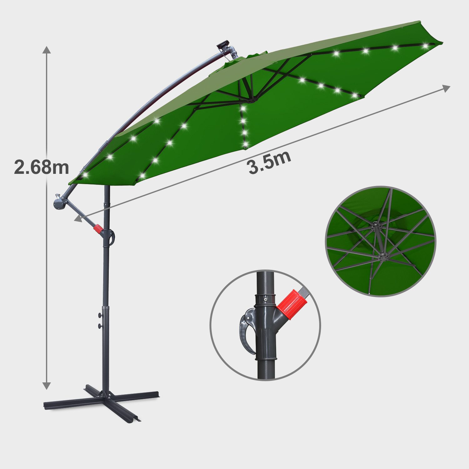 Clanmacy Sonnenschirm Gartenschirm 350cm, Ampelschirm mit günstig online kaufen