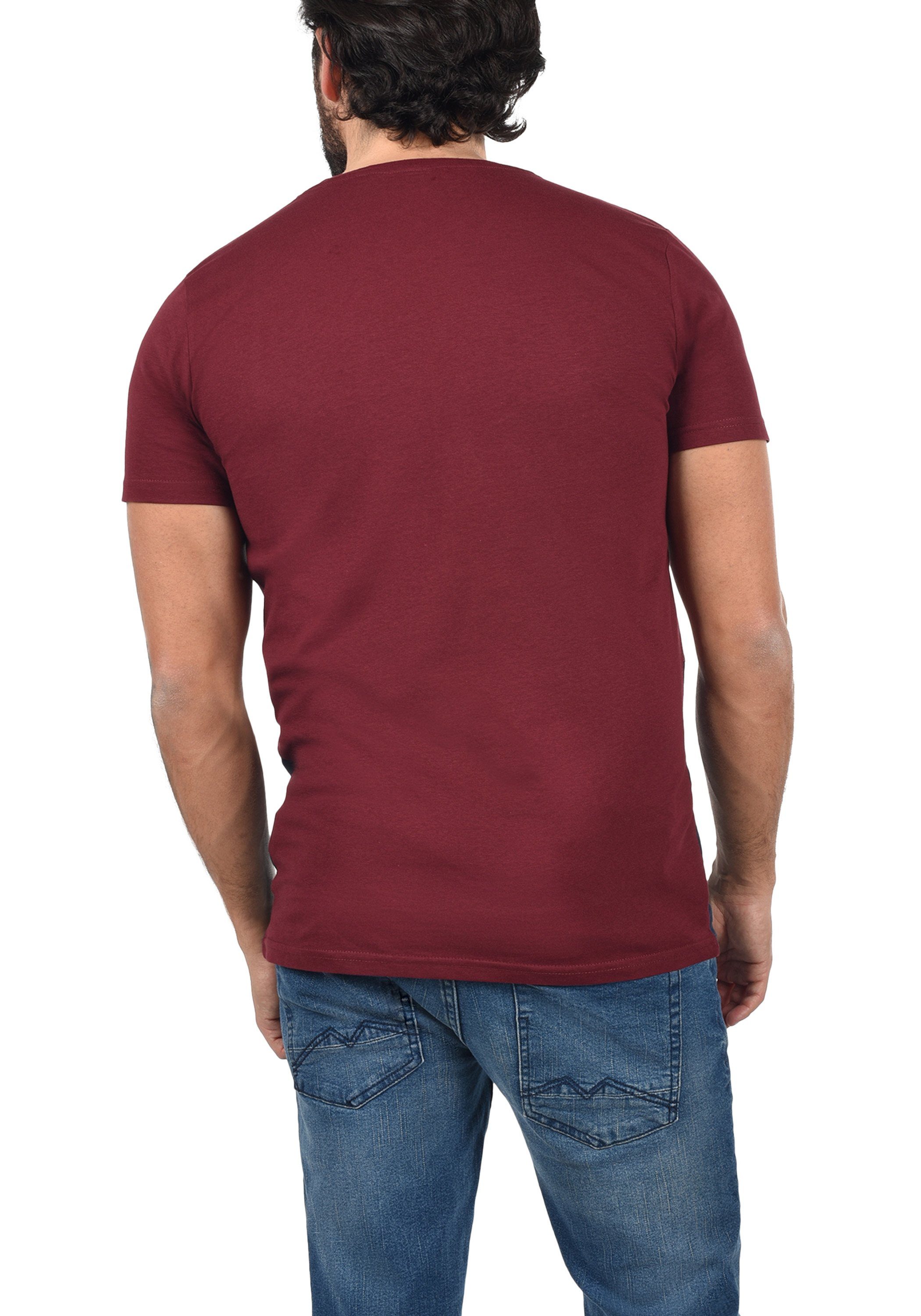 Red Rundhalsshirt T-Shirt Wine !Solid (0985) SDMingo