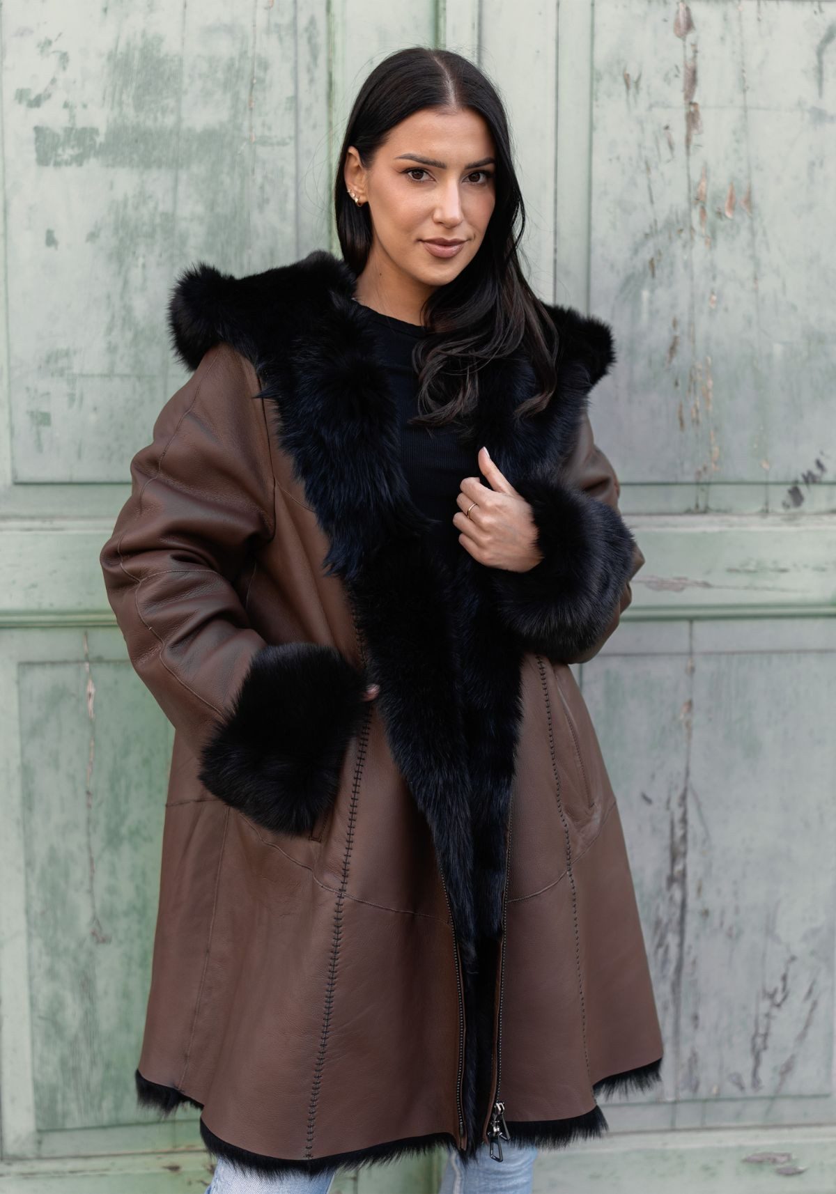 Hollert Winterjacke Damen Toscana Lammfelljacke Leona Schokobraun