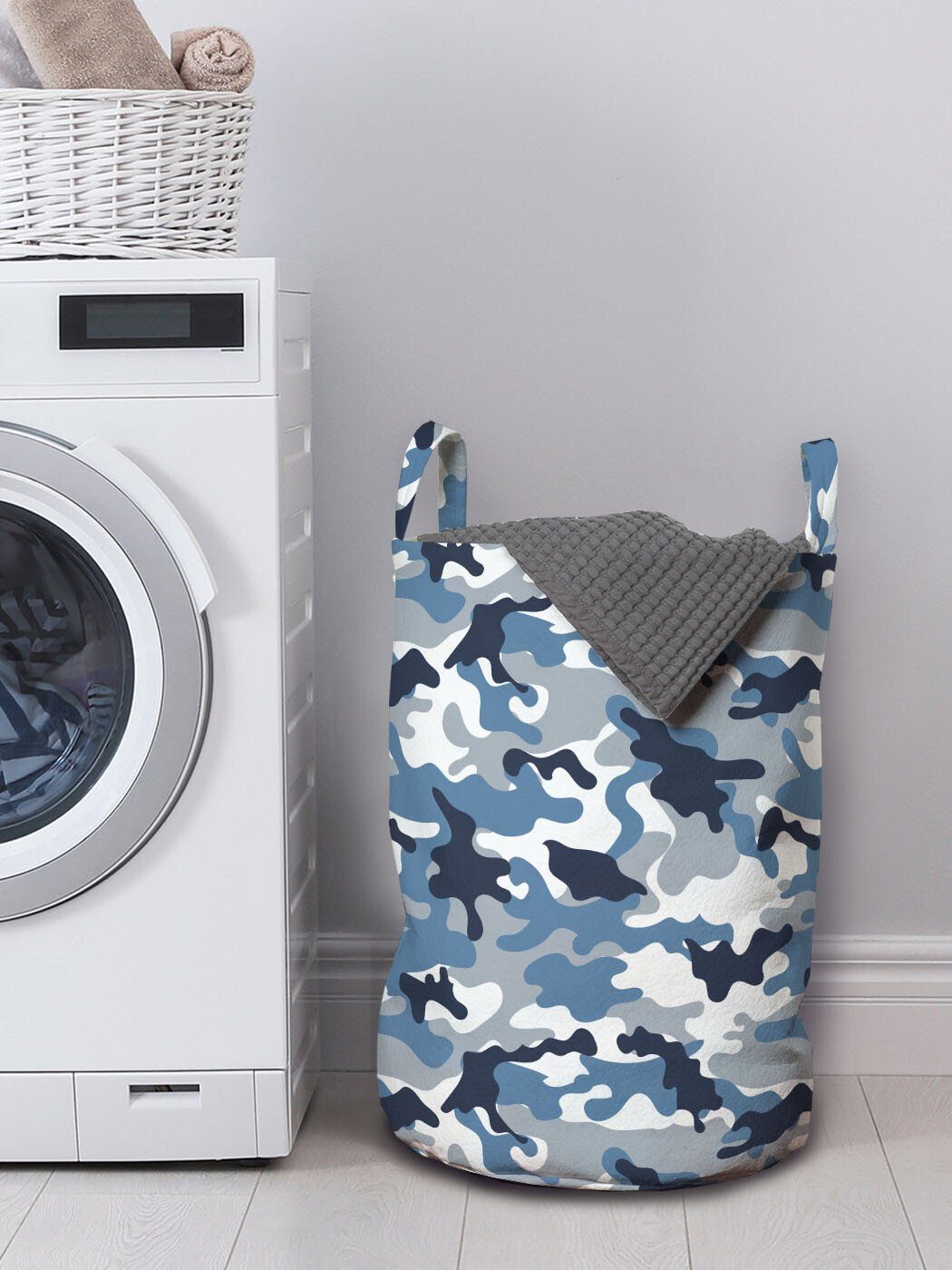 Weiche Tarn Wäschekorb Farben mit Griffen Wäschesäckchen Kordelzugverschluss Muster Abakuhaus für Waschsalons, Design