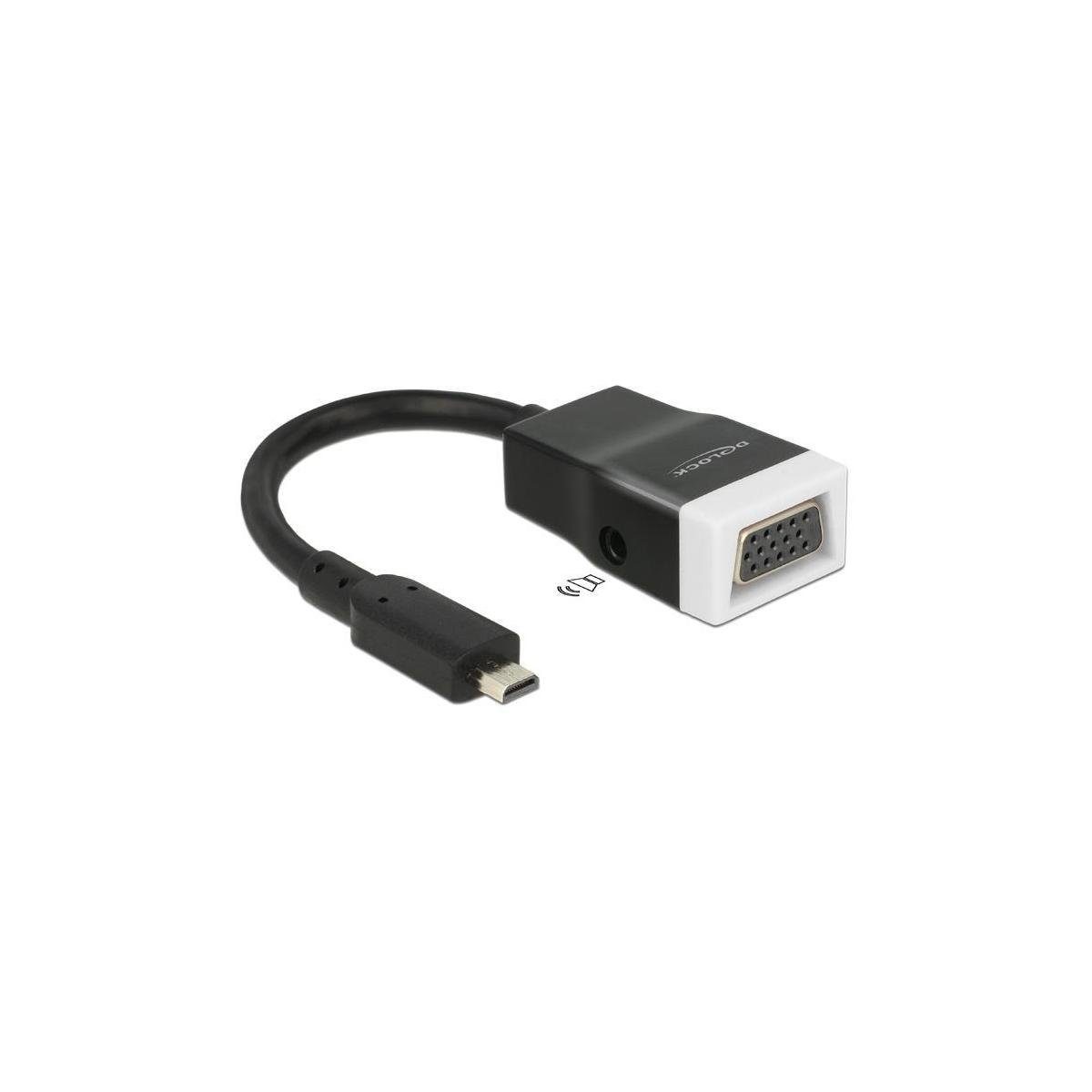 Delock Adapter HDMI-micro D Stecker > VGA Buchse mit Audio Computer-Kabel, HDMI micro, HDMI