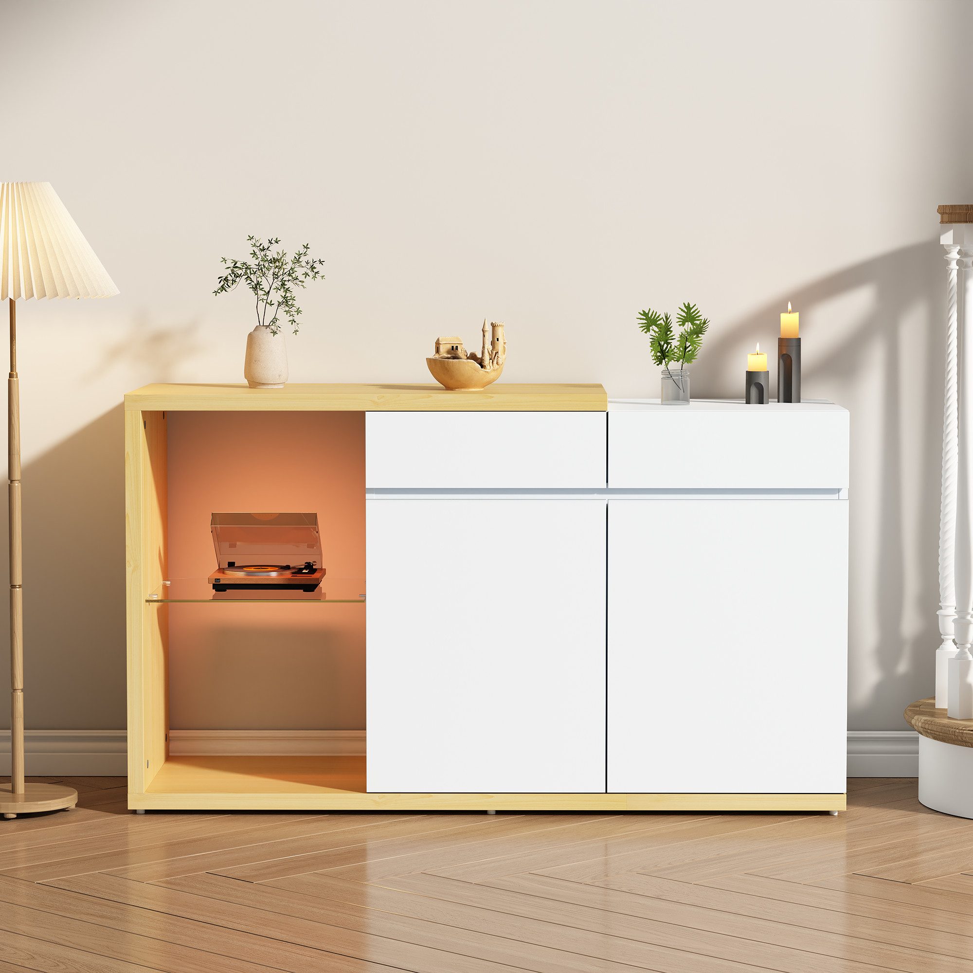 OKWISH Sideboard mit großen Stauraum (Kommode, Anrichte, Wohnzimmerschrank, günstig online kaufen
