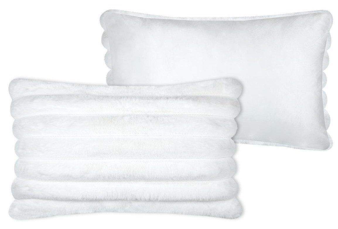 SCHÖNER LEBEN. Fellkissen Kuschelkissen XL Plüschfell weiß 50x80 cm mit Veloursrückseite