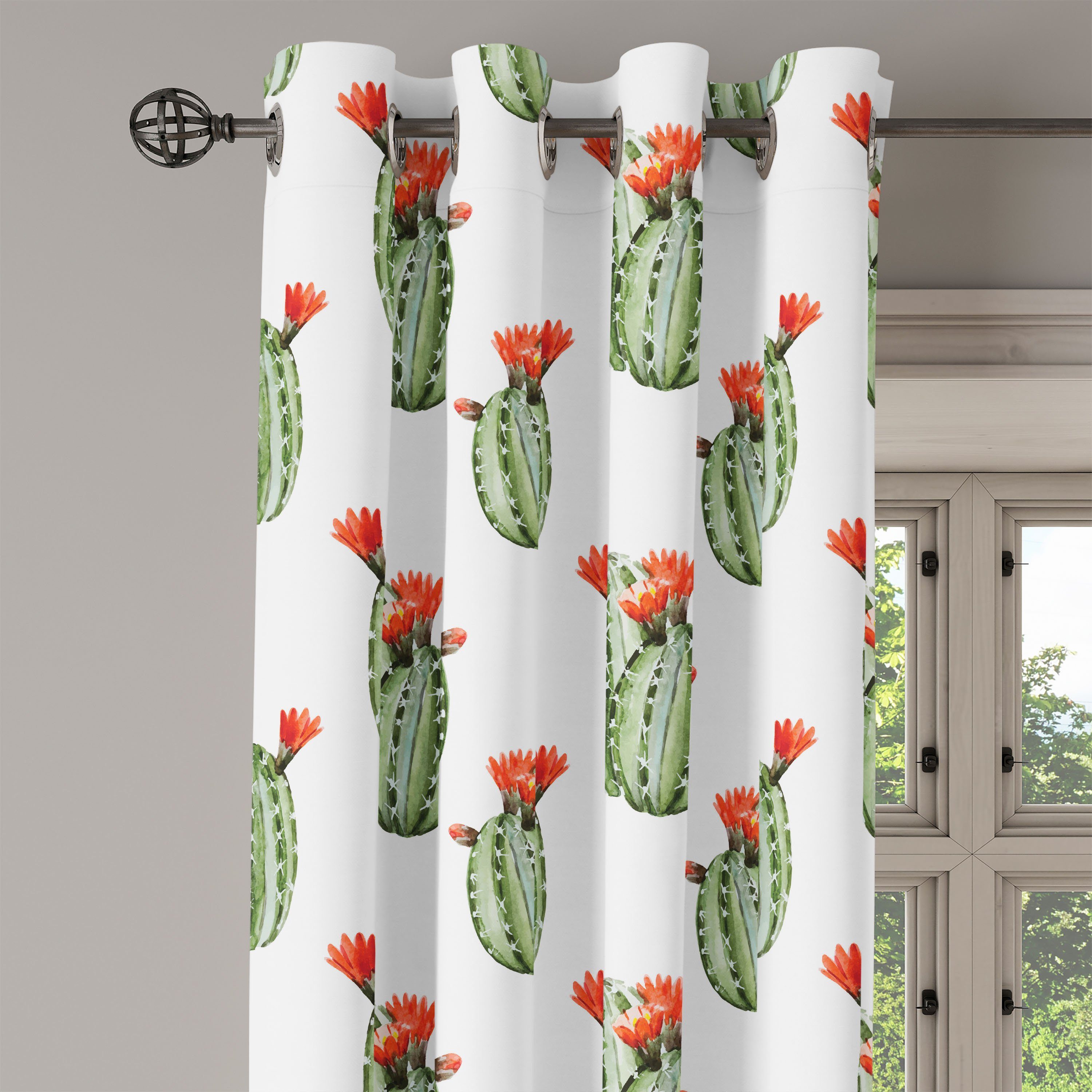 für 2-Panel-Fenstervorhänge Dekorative Kaktus-Anlage Schlafzimmer Wüste Abakuhaus, Wohnzimmer, Gardine Mexikaner