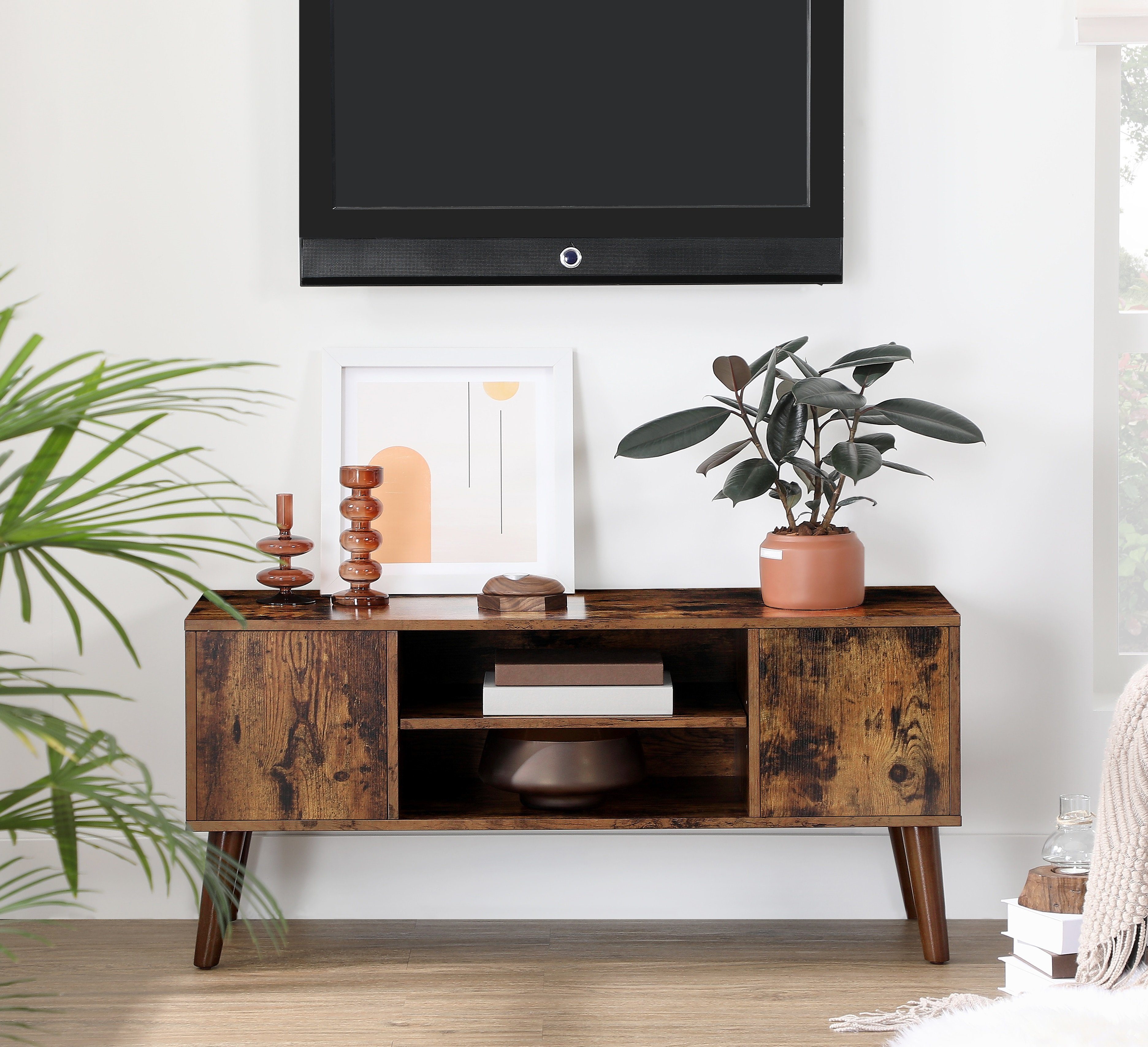 VASAGLE Lowboard Fernsehtisch, für Fernseher bis zu 43 Zoll, Breite 110 cm
