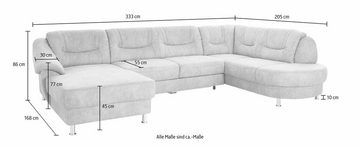 sit&more Wohnlandschaft Salsa U-Form, mit Federkern, wahlweise mit Bettfunktion