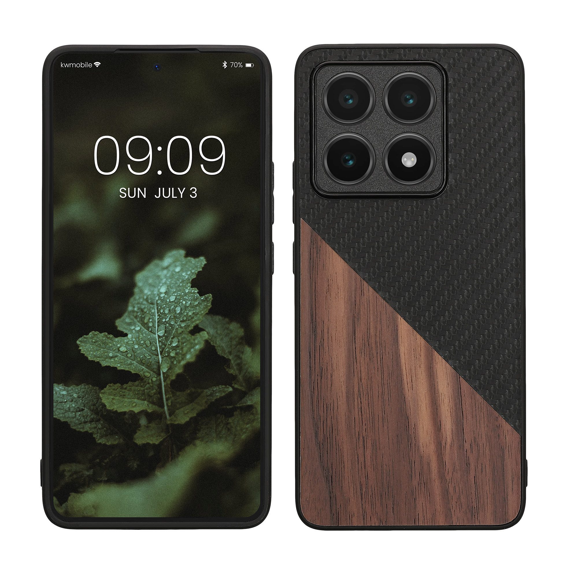 kwmobile Smartphone-Hülle Hülle für Xiaomi 14T, Holz Handy Schutzcase - Handy Case Schutzhülle - Smartphone Cover