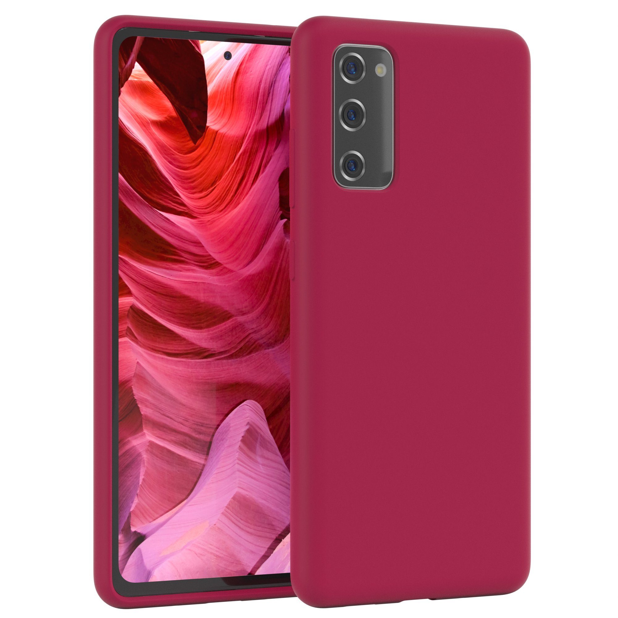 EAZY CASE Handyhülle Premium Silikon Case für Galaxy S20 FE / S20 FE 5G 6,5 Zoll, Hülle Silikon mit Displayschutz Handytasche aus Silikon Rot / Beere