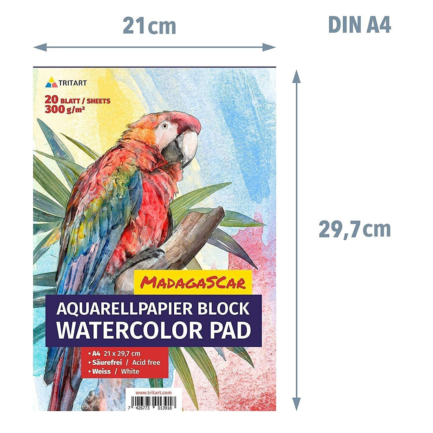 Paper Blätter, - Watercolor Weiß, Aquarellpapier Tritart Sheets, 20 300g 20 Aquarellpapier White A4 A4 300g -